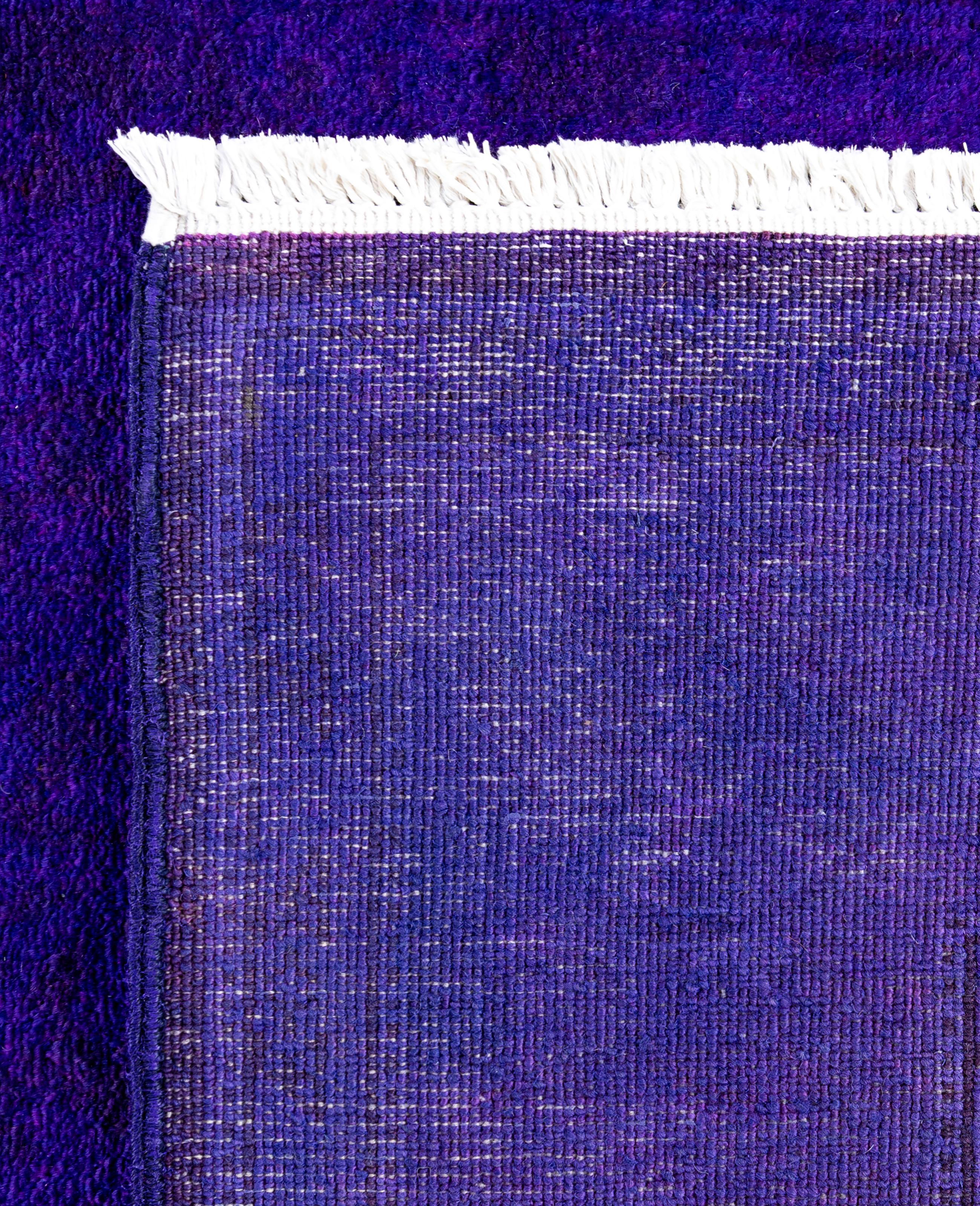 Alfombra de lana Overdyed Única en su género Morado 4' 3