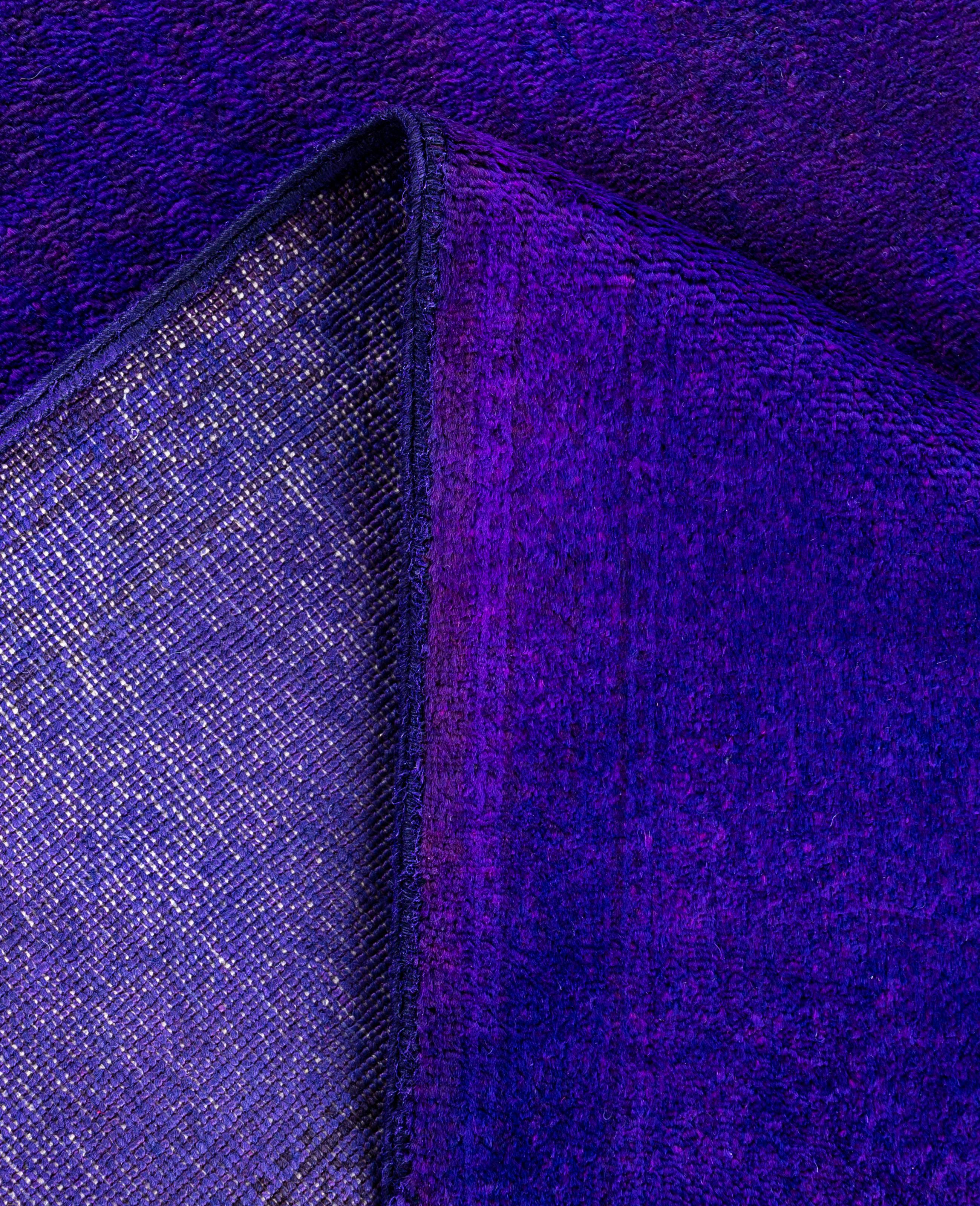 Alfombra de lana Overdyed Única en su género Morado 4' 3