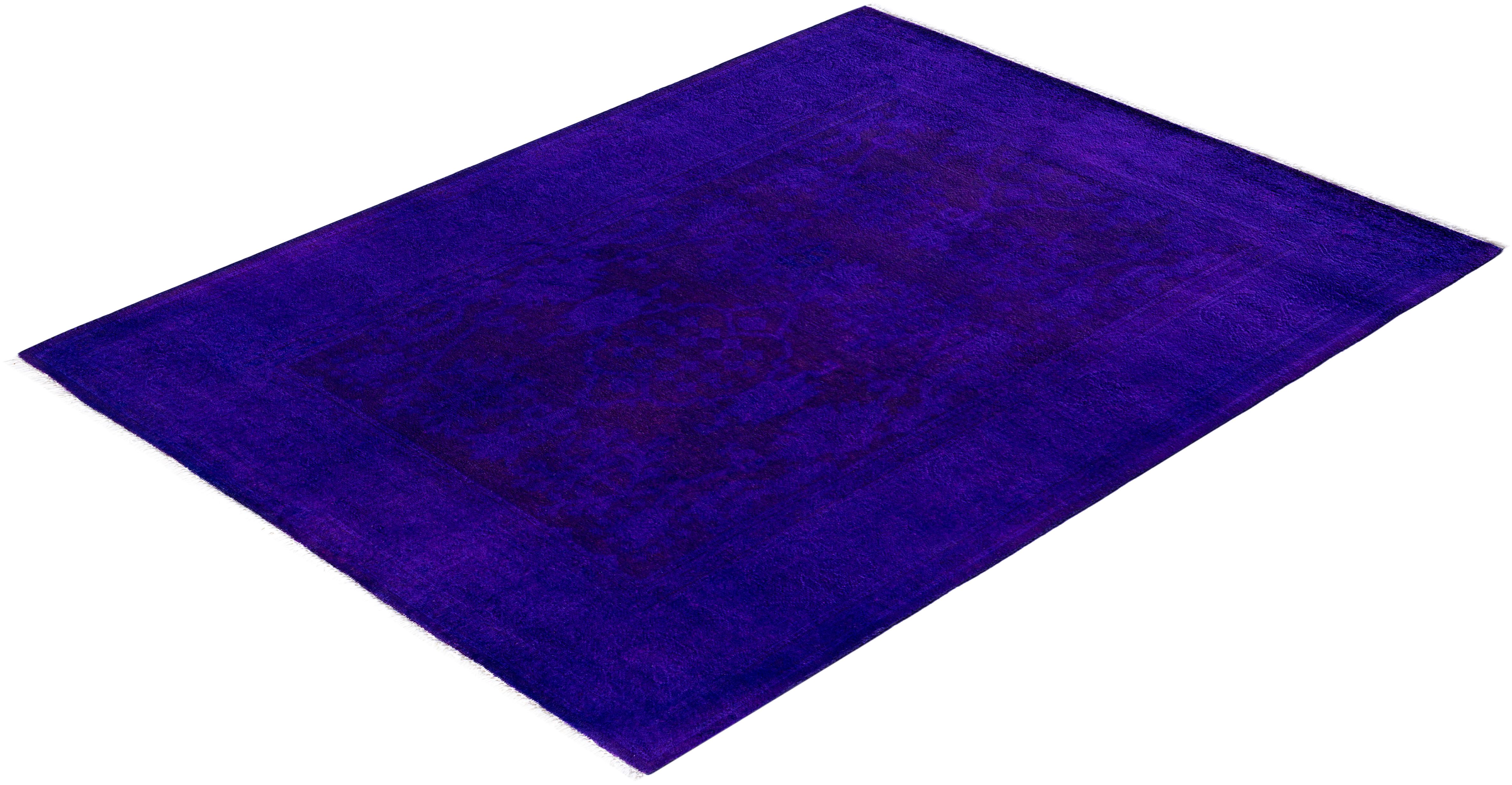 Alfombra de lana Overdyed Única en su género Morado 4' 3
