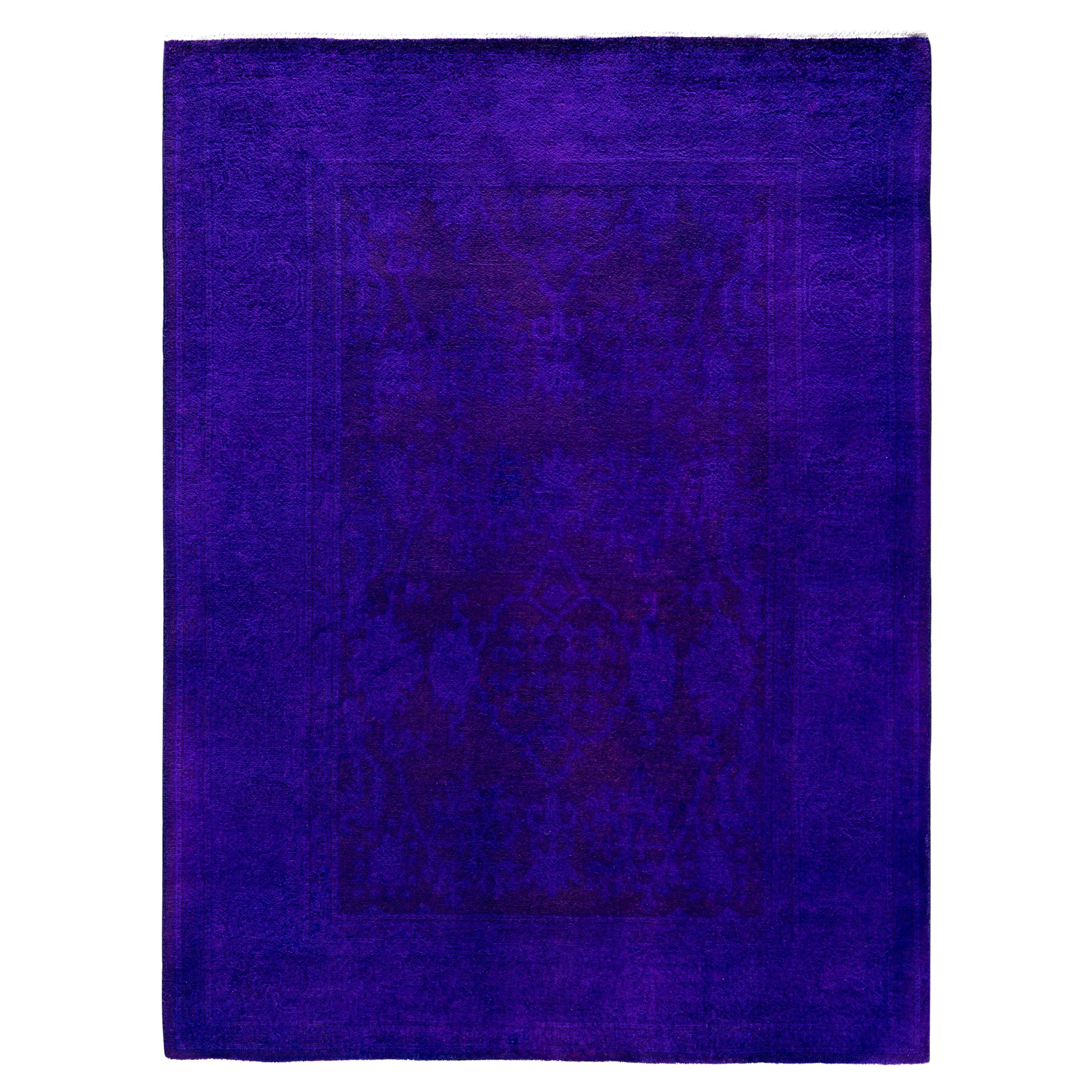 Alfombra de lana Overdyed Única en su género Morado 4' 3" x 5' 7"