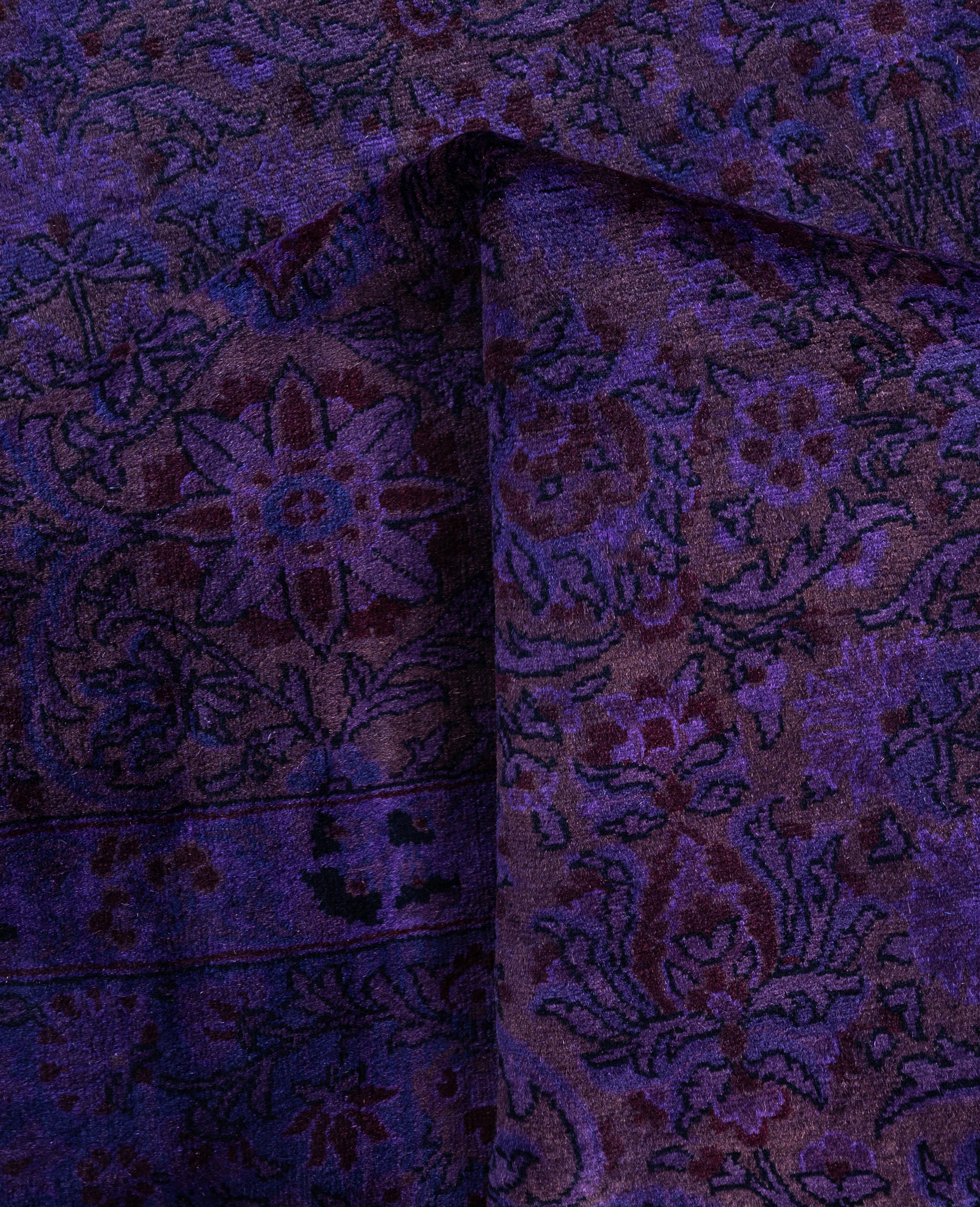 Lana Tappeto per l'area viola in lana Overdyed One-of-a-Kind 4'6