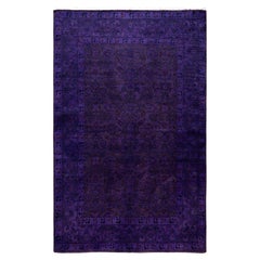 Tappeto per l'area viola in lana Overdyed One-of-a-Kind 4'6" x 7'0"