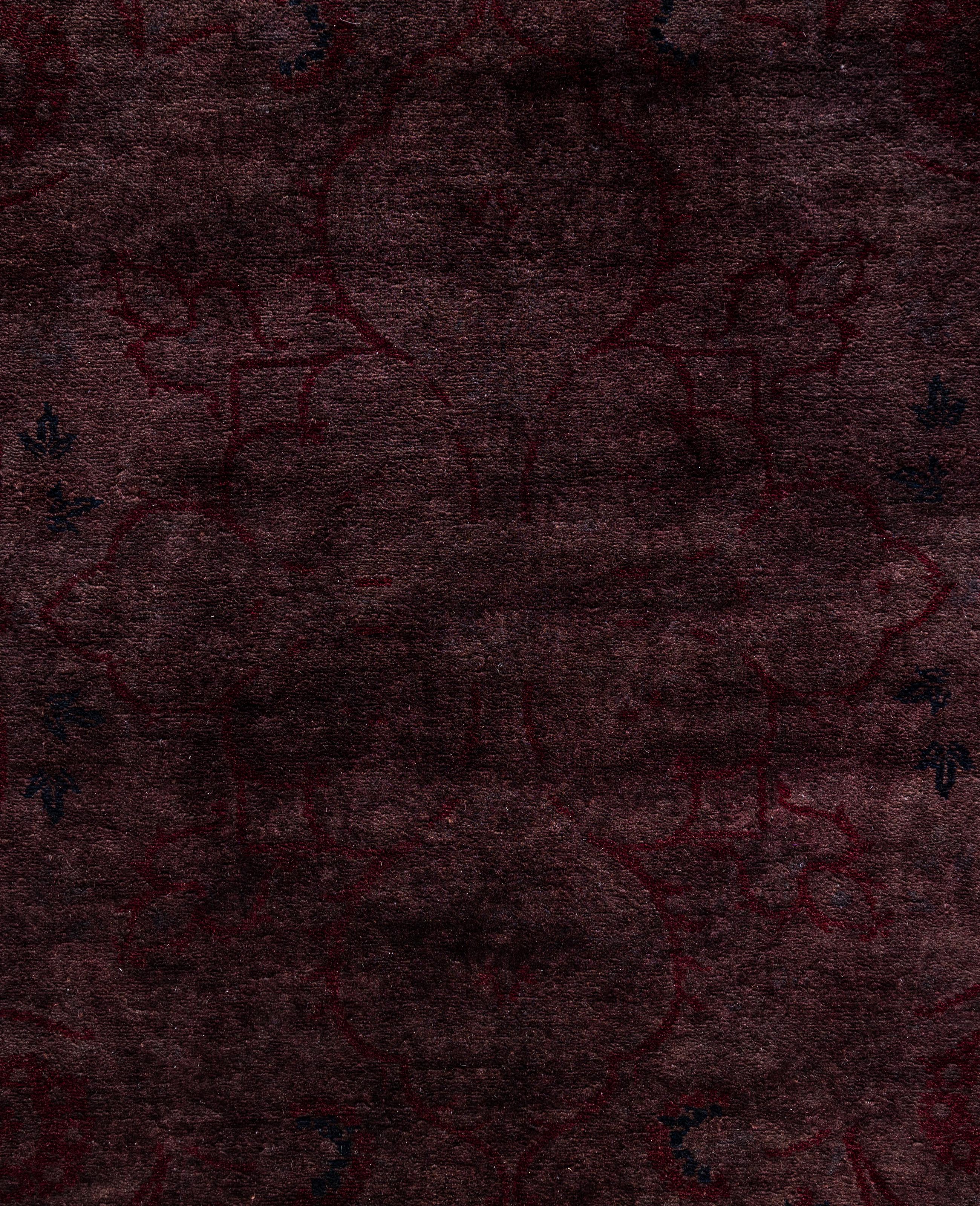 Alfombra de lana Overdyed Única en su género Púrpura 4' 8