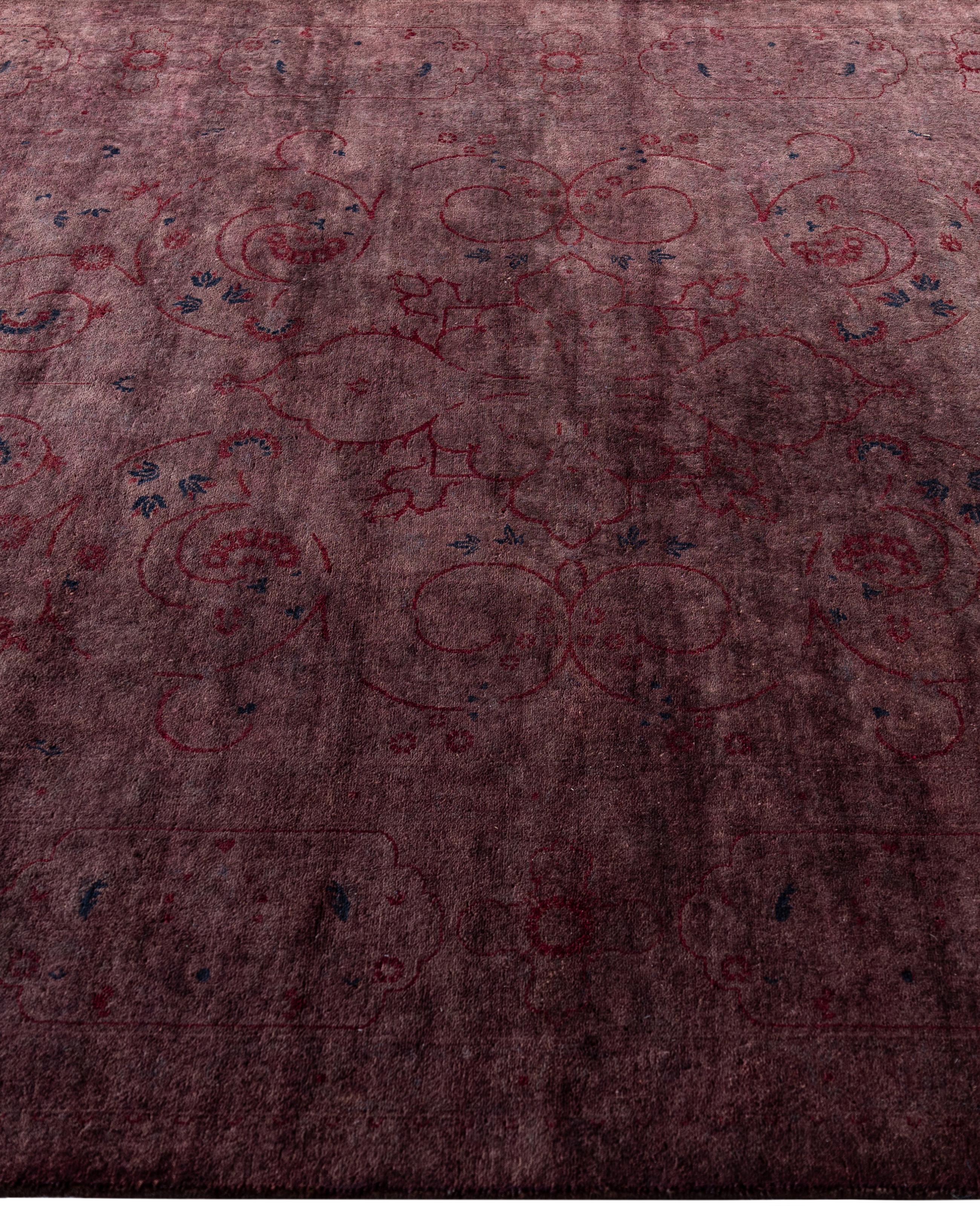 Alfombra de lana Overdyed Única en su género Púrpura 4' 8