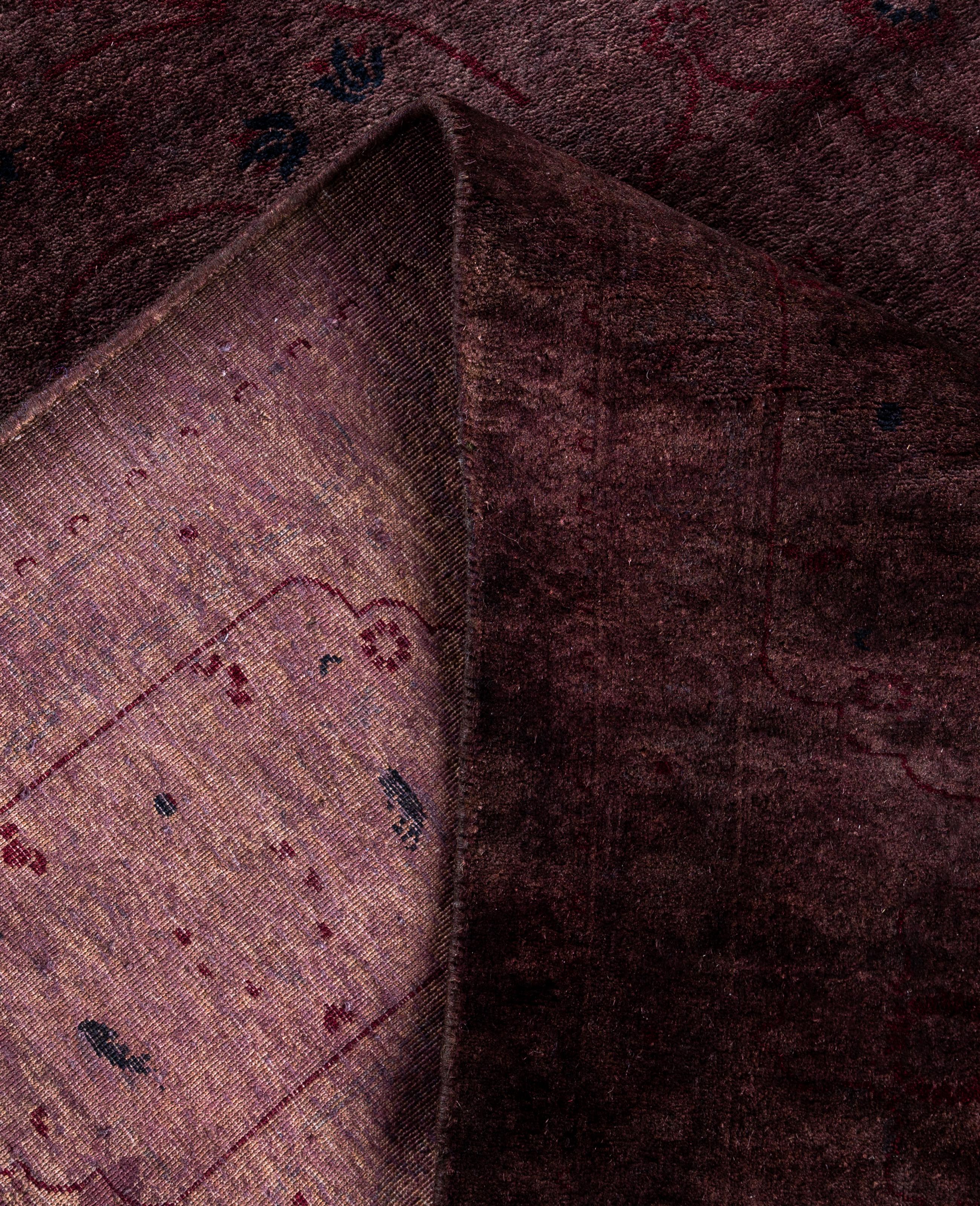 Alfombra de lana Overdyed Única en su género Púrpura 4' 8