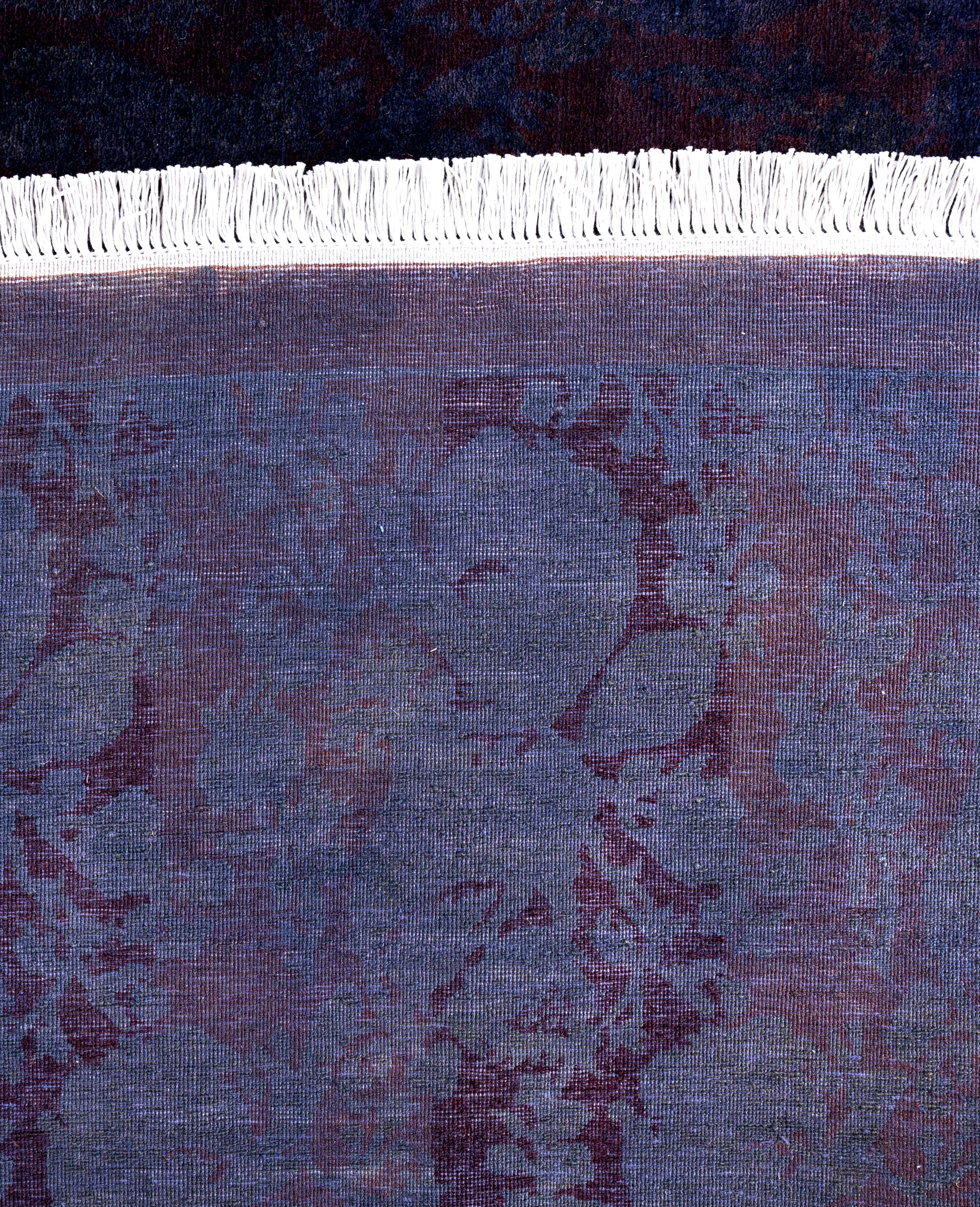 Overdyed One-of-a-Kind Wool Purple Area Rug 5' 1