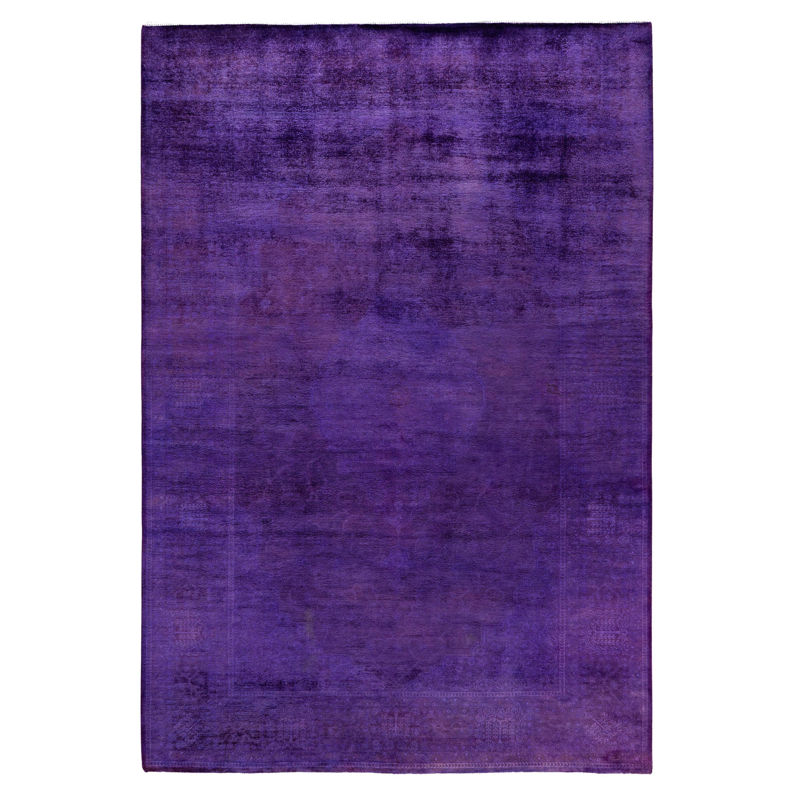 Alfombra de lana Overdyed Única Morada 5' 1" x 7' 7"