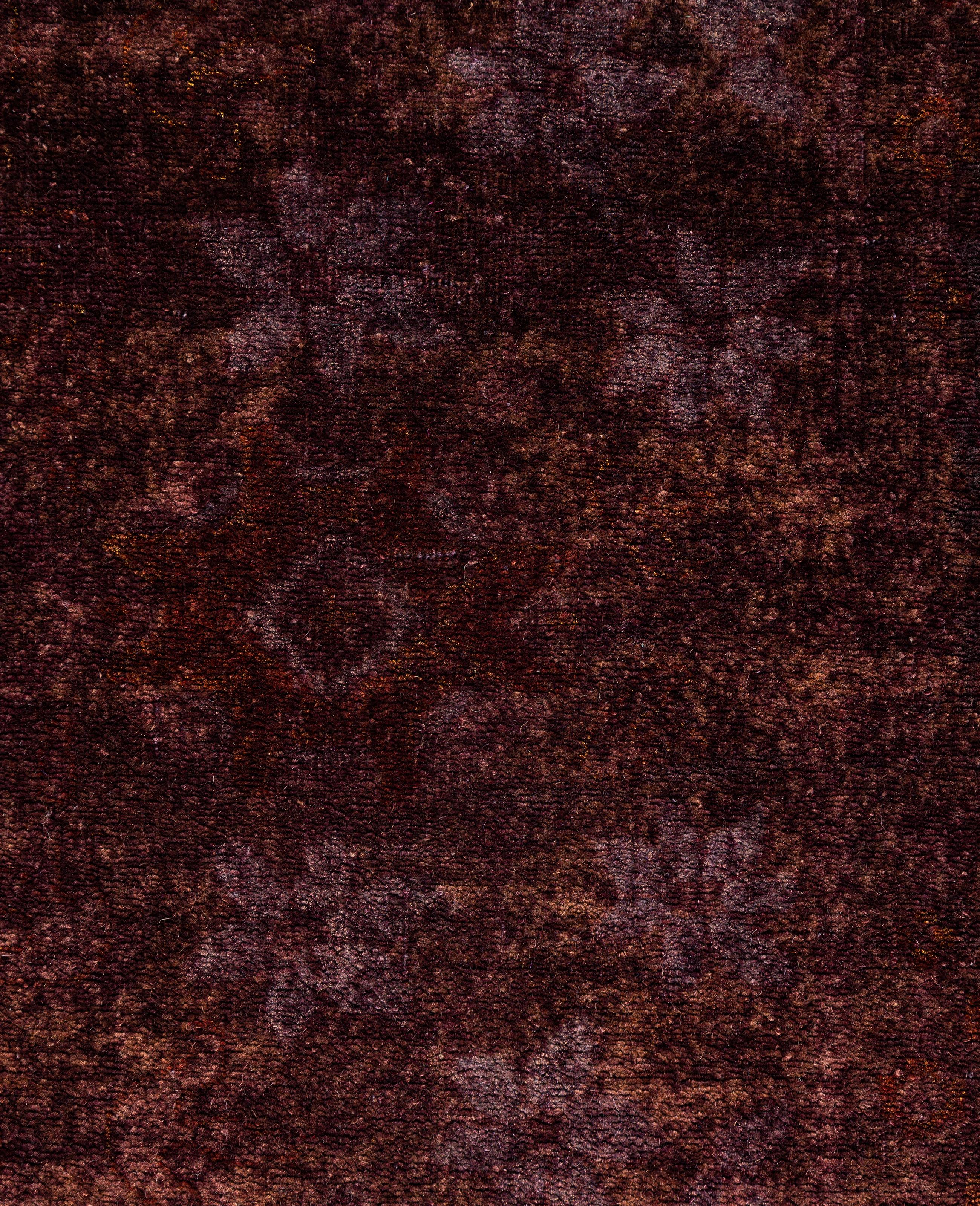 Pakistani Overdyed One-of-a-Kind Wool Purple Area Rug 5' 3