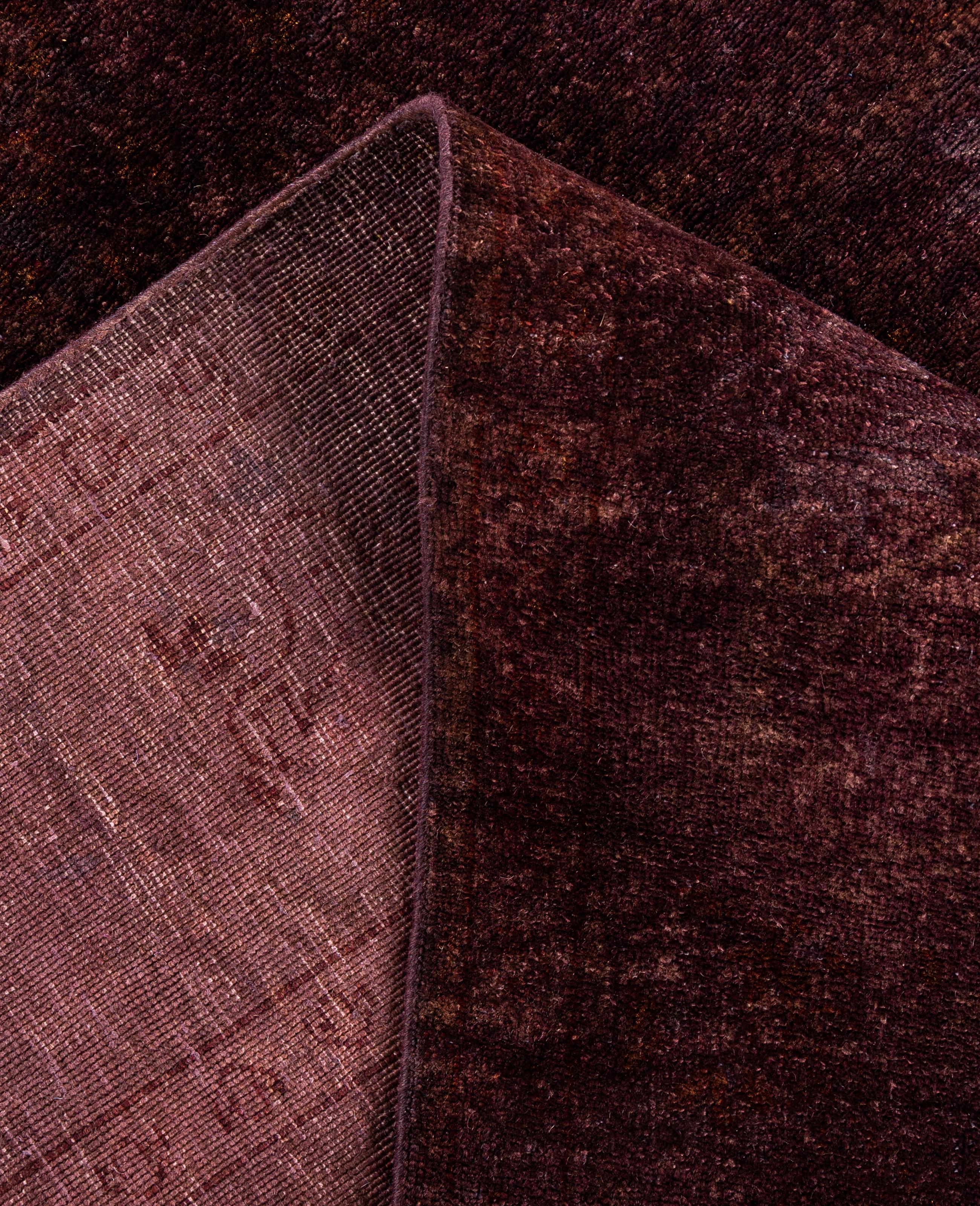 Contemporary Overdyed One-of-a-Kind Wool Purple Area Rug 5' 3