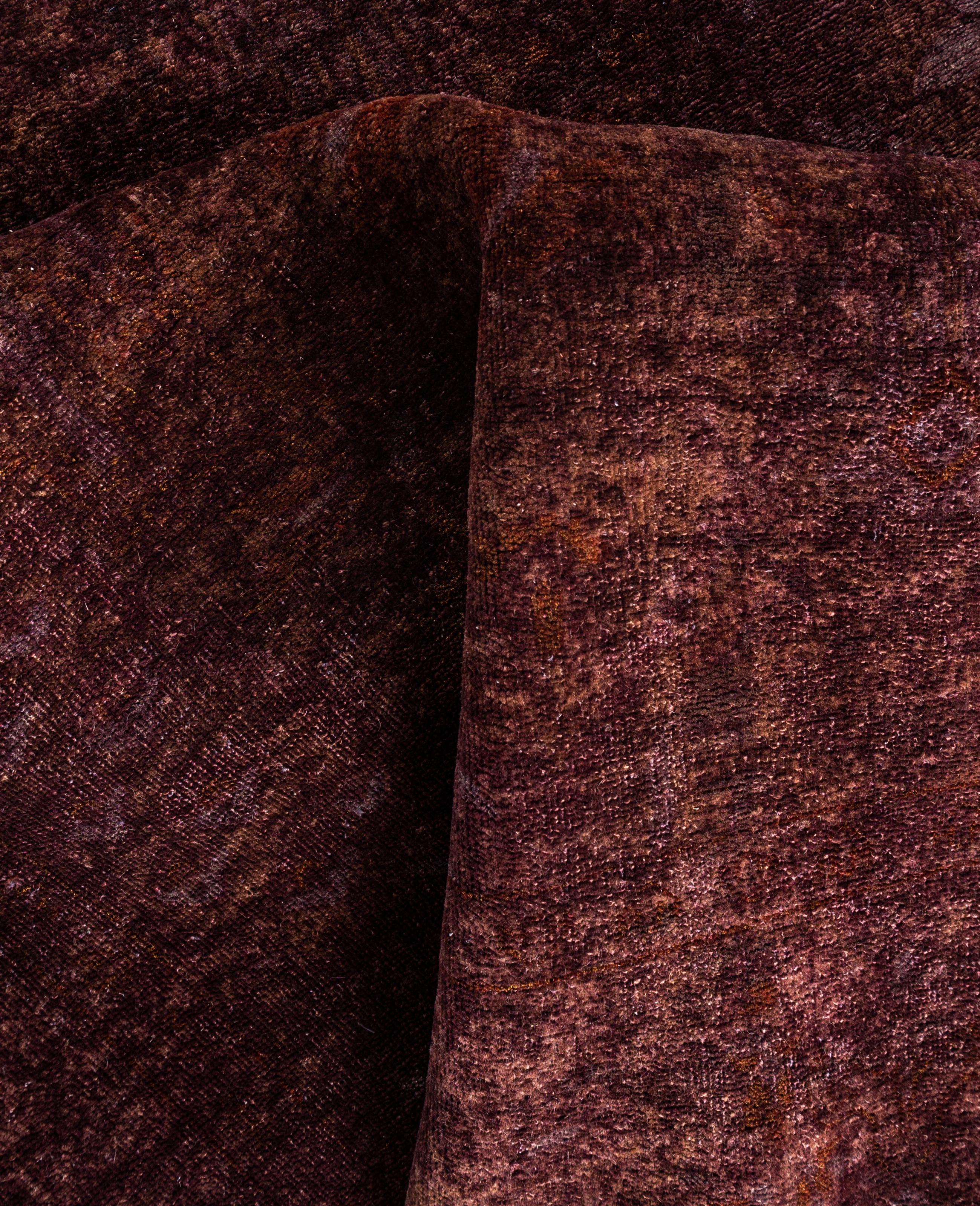 Overdyed One-of-a-Kind Wool Purple Area Rug 5' 3