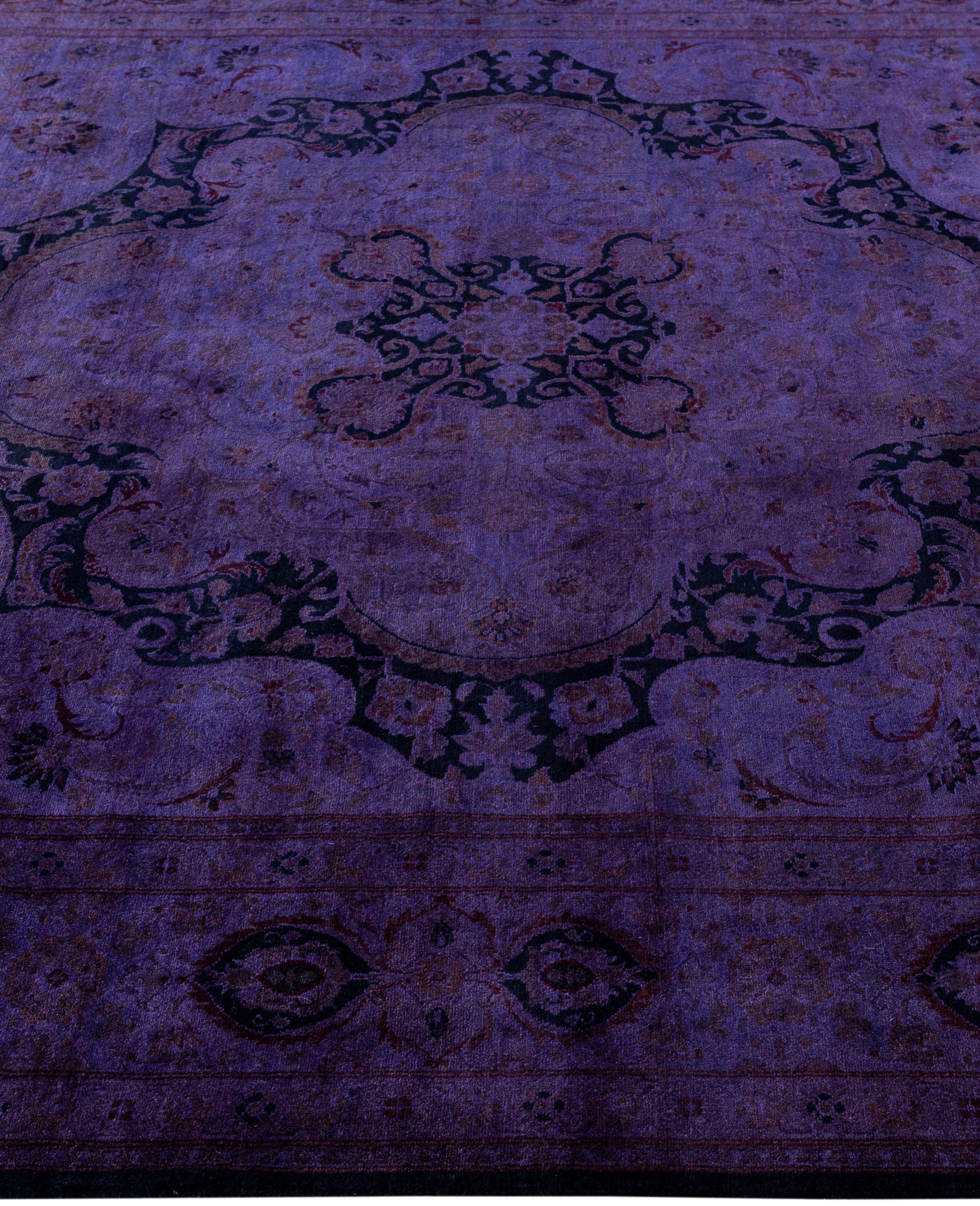 Overdyed One-of-a-Kind Wolle lila Bereich Teppich 6' 0