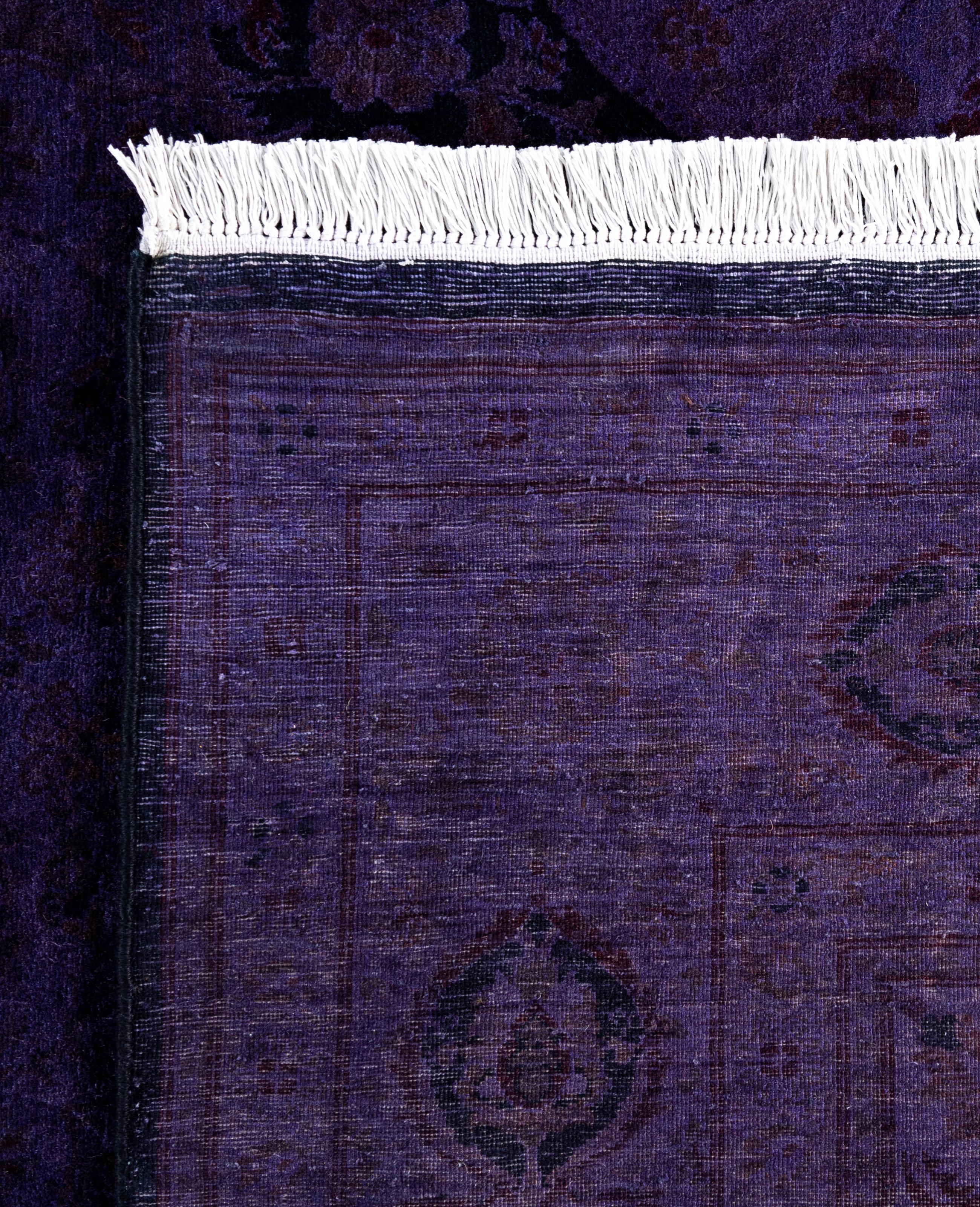 Overdyed One-of-a-Kind Wolle lila Bereich Teppich 6' 0