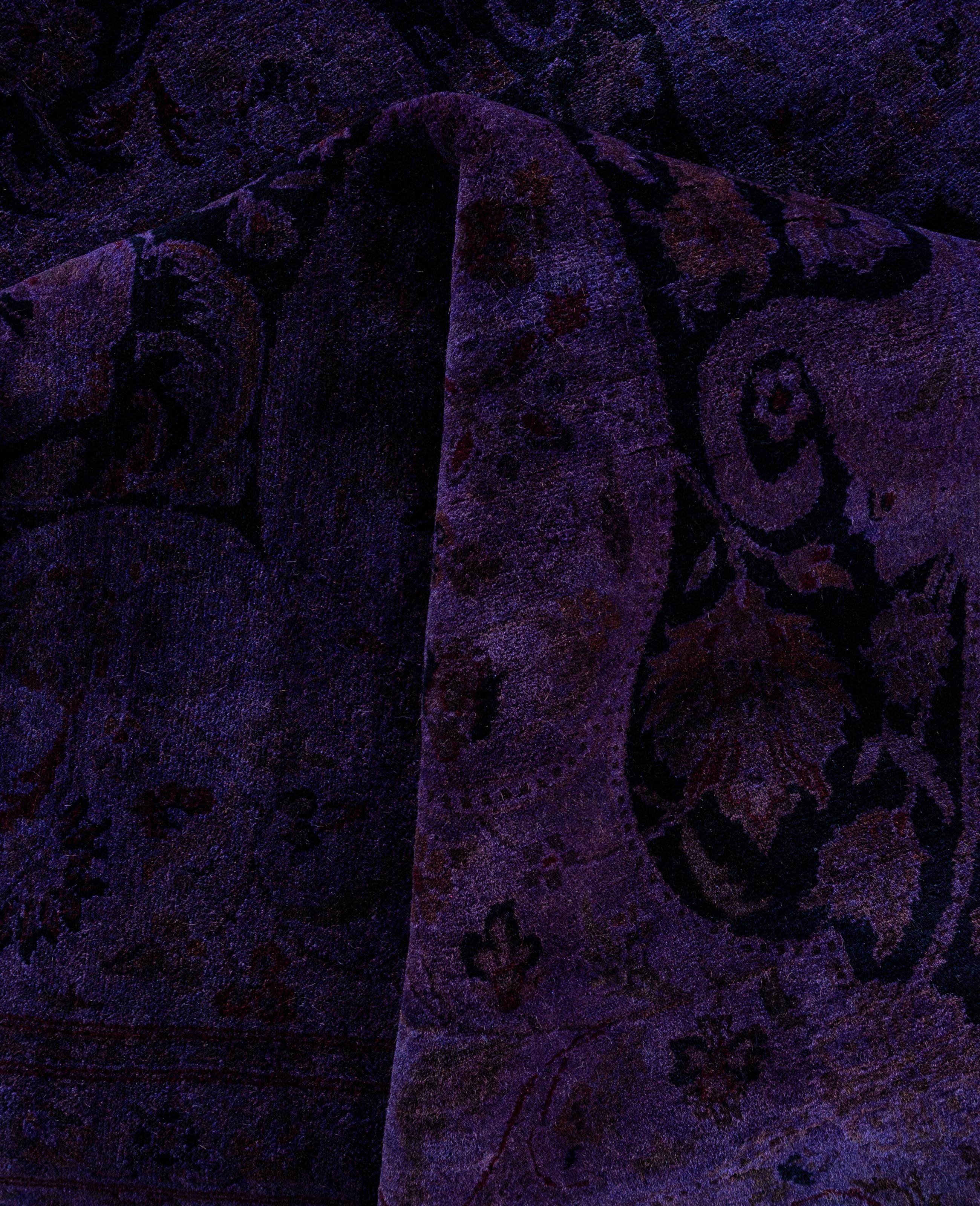Overdyed One-of-a-Kind Wolle lila Bereich Teppich 6' 0
