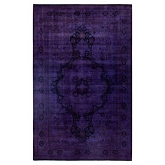 Overdyed One-of-a-Kind Wolle lila Bereich Teppich 6' 0" x 9' 6"