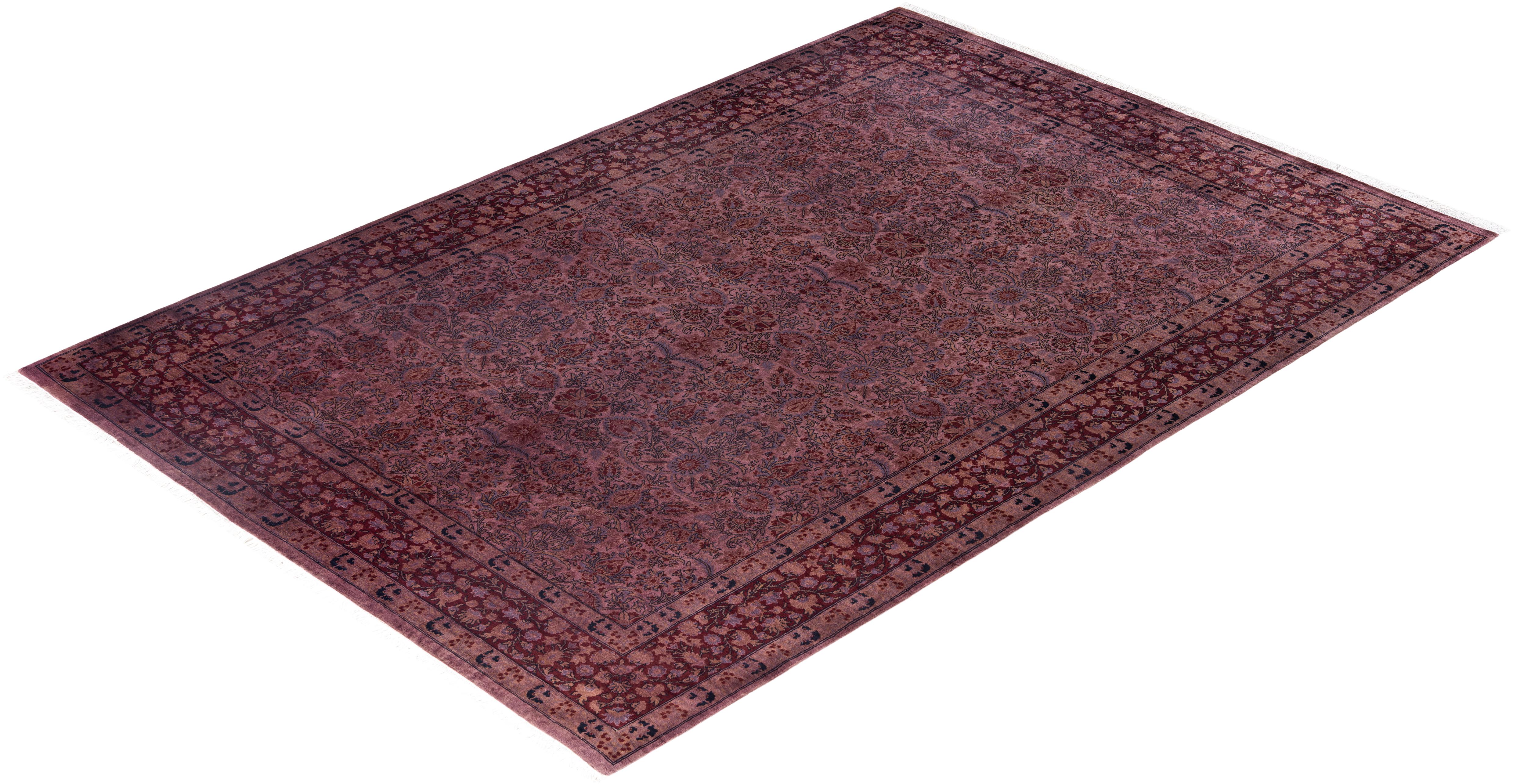 Alfombra de lana Overdyed Única en su género Púrpura 6' 1