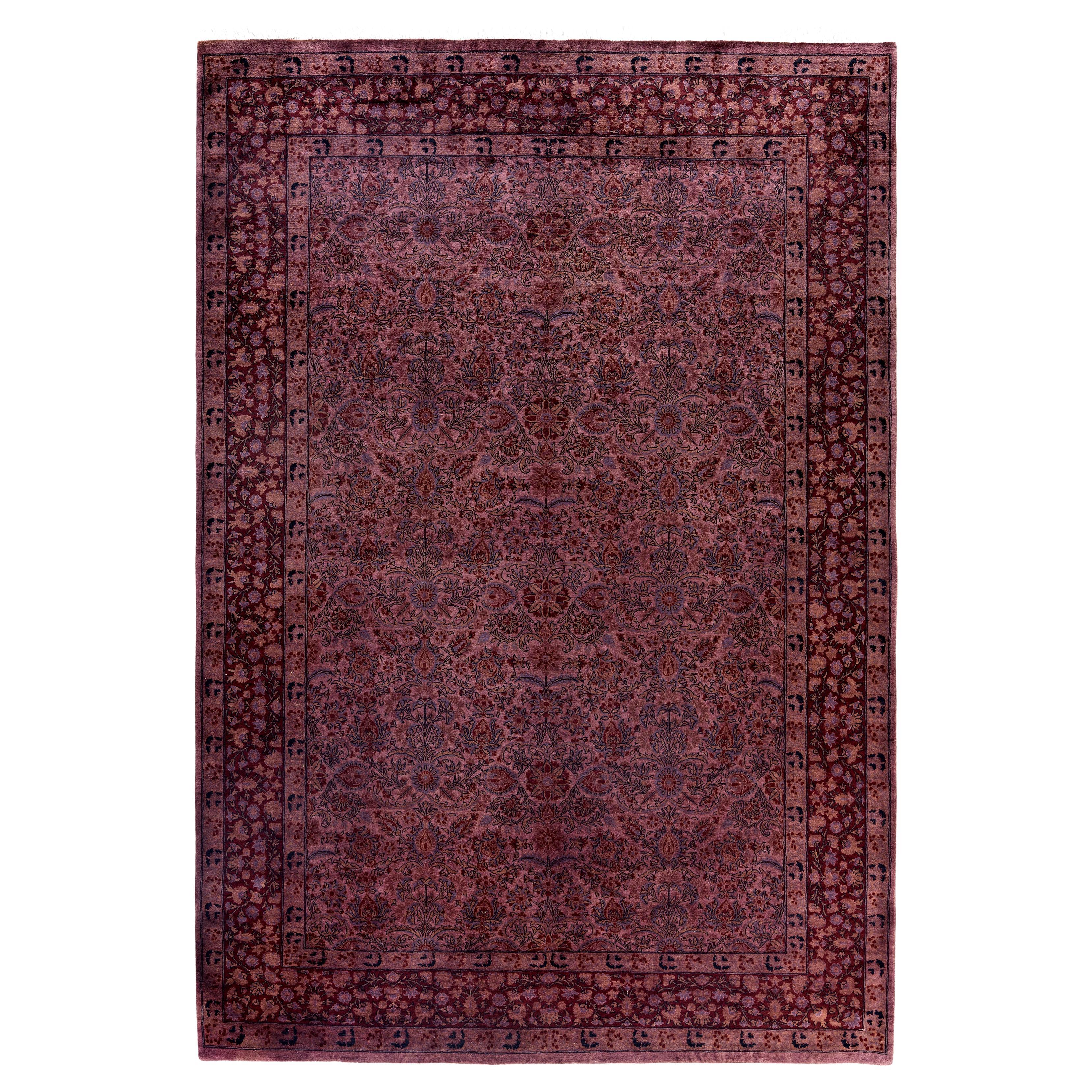Alfombra de lana Overdyed Única en su género Púrpura 6' 1" x 9' 0" en venta