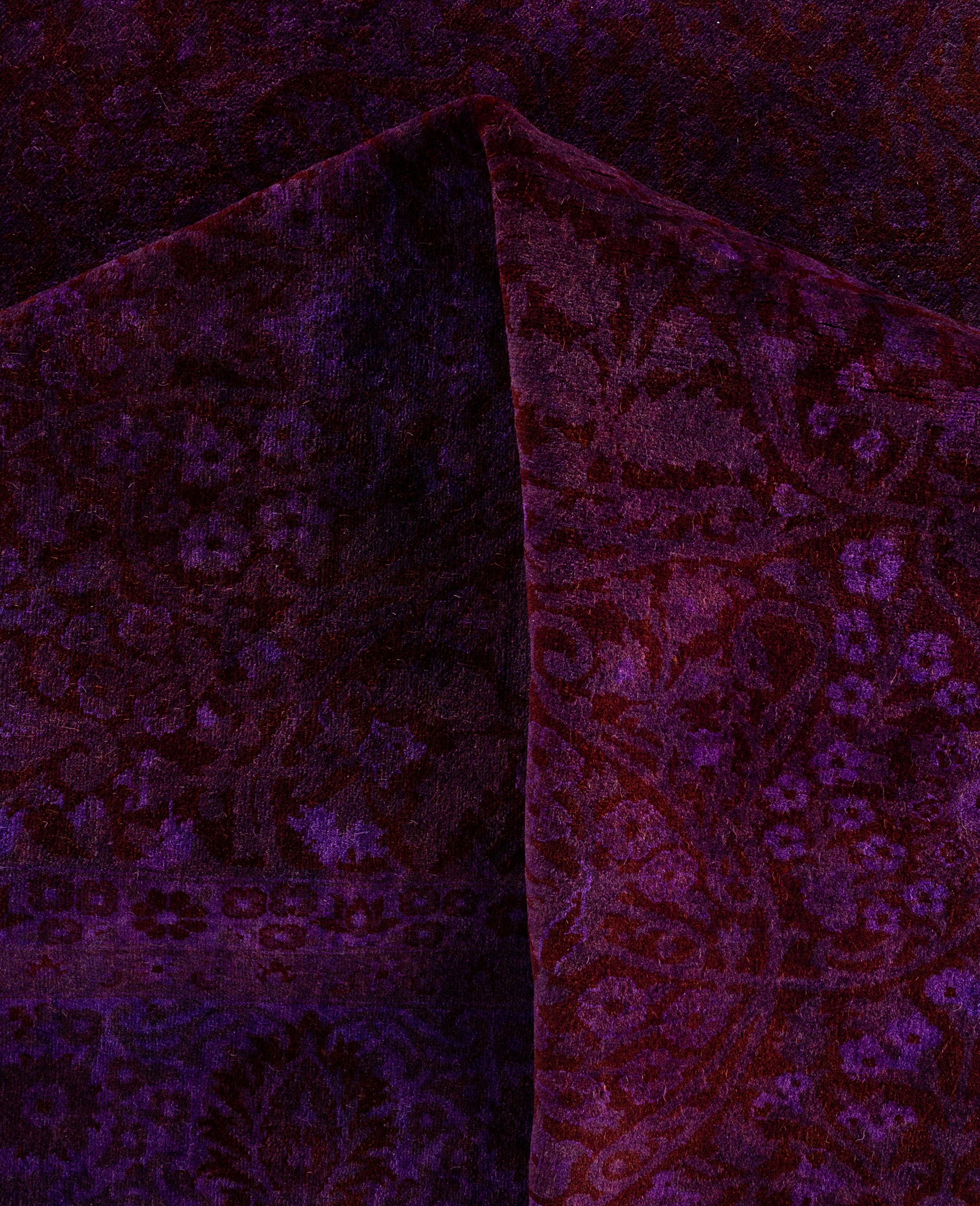 Alfombra de lana Overdyed Única en su género Púrpura 6' 1