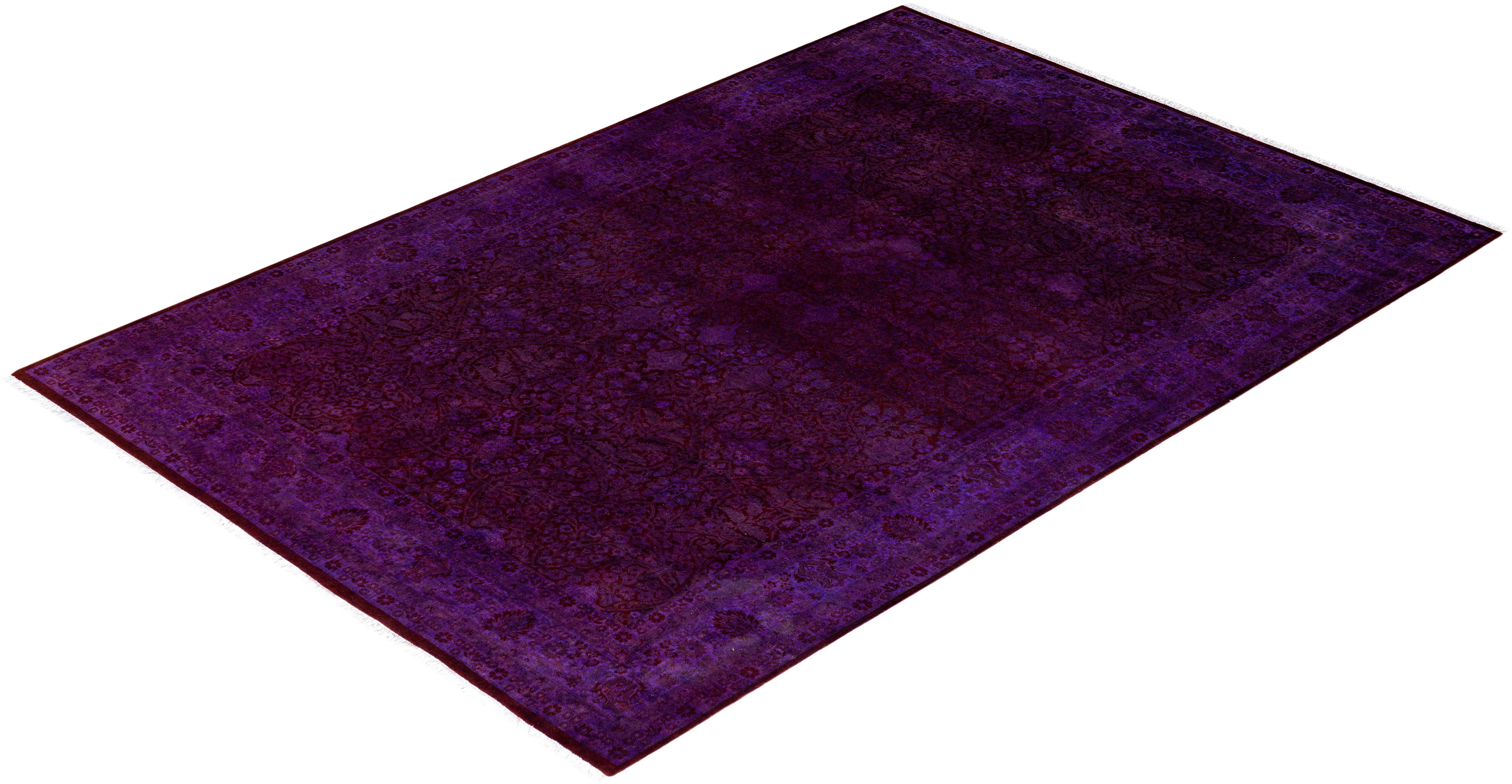 Alfombra de lana Overdyed Única en su género Púrpura 6' 1