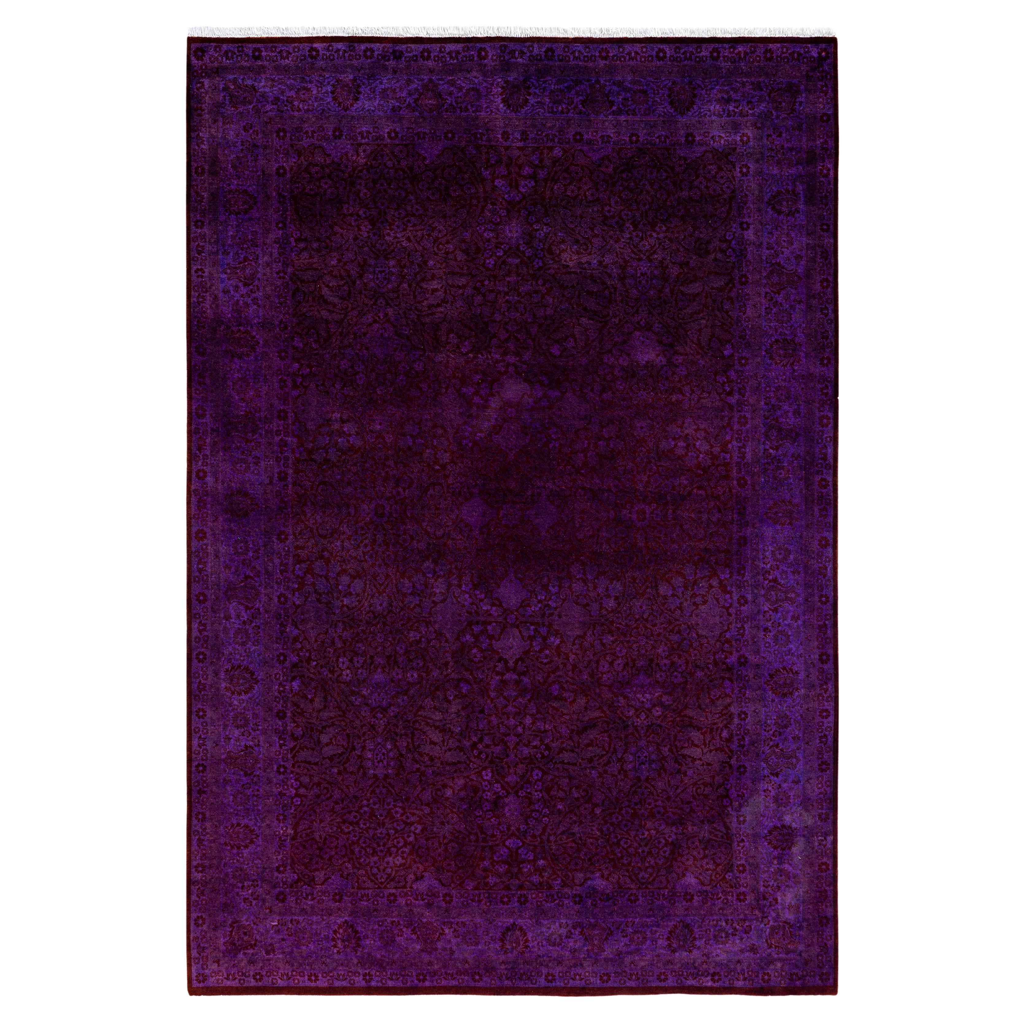Alfombra de lana Overdyed Única en su género Púrpura 6' 1" x 9' 1"