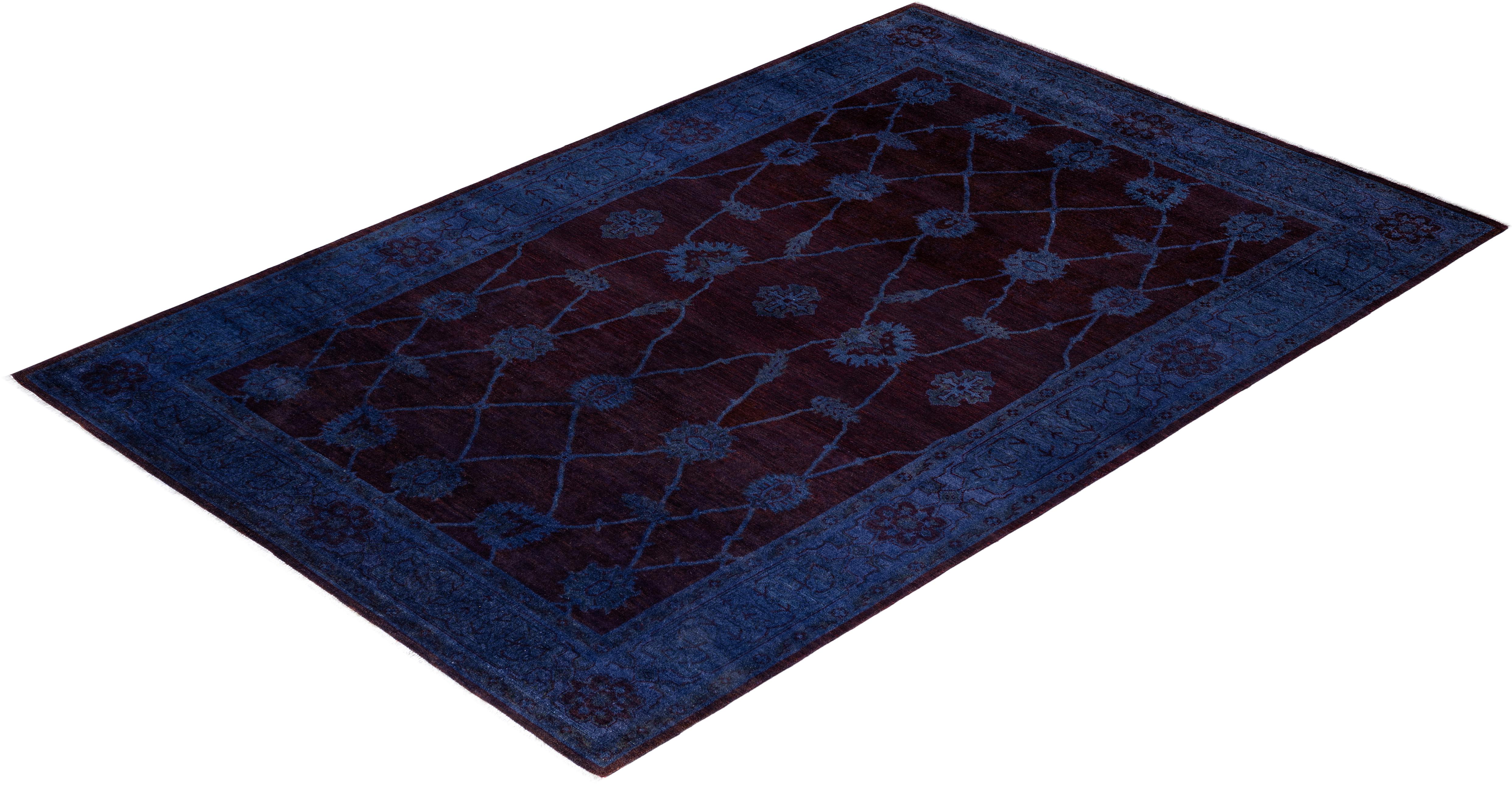 Alfombra de lana Overdyed Única en su género Púrpura 6' 1