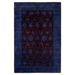 Alfombra de lana Overdyed Única en su género Púrpura 6' 1" x 9' 2"