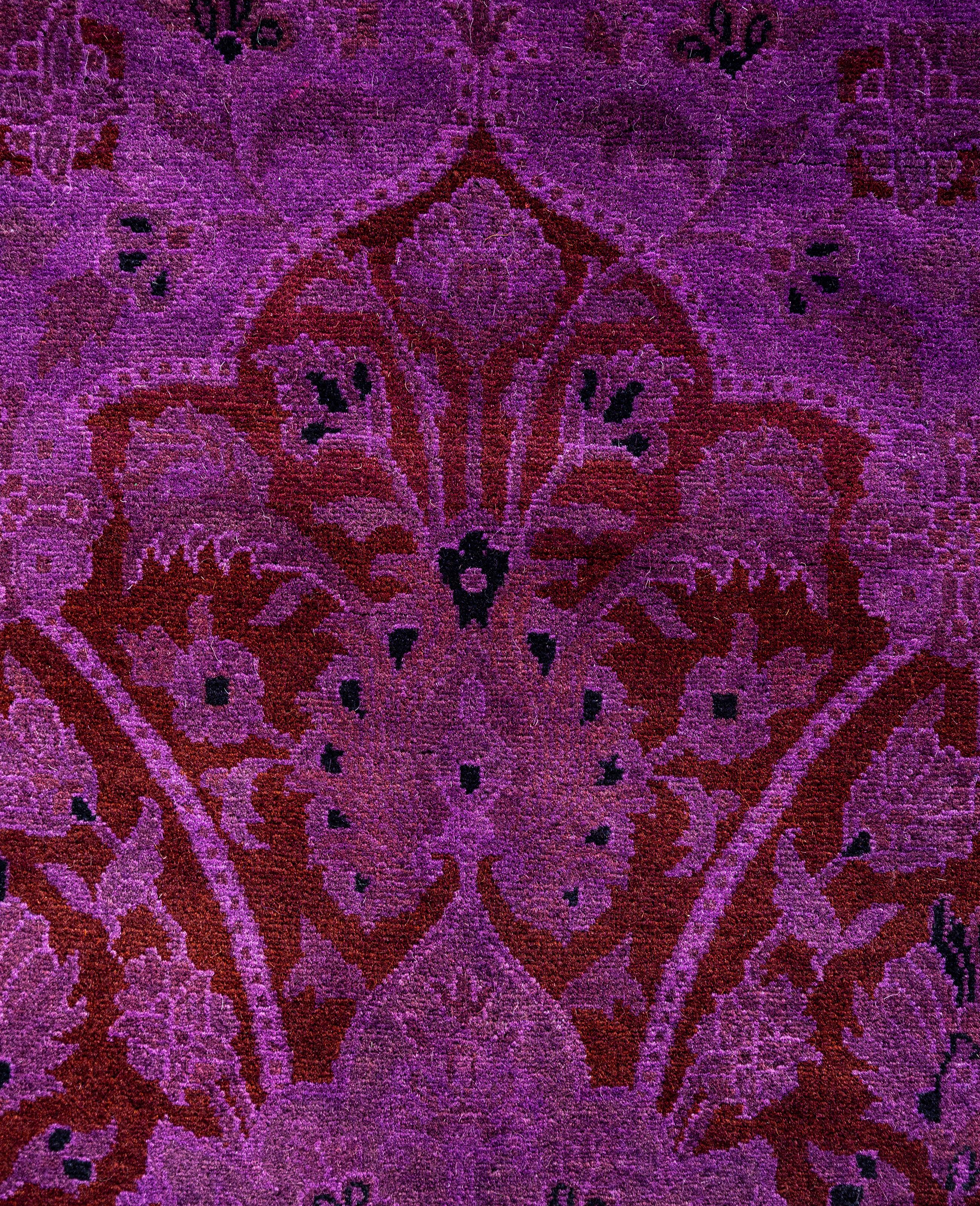 Pakistano Tappeto Overdyed One-of-a-Kind Wool Purple Area Rug 6' 2