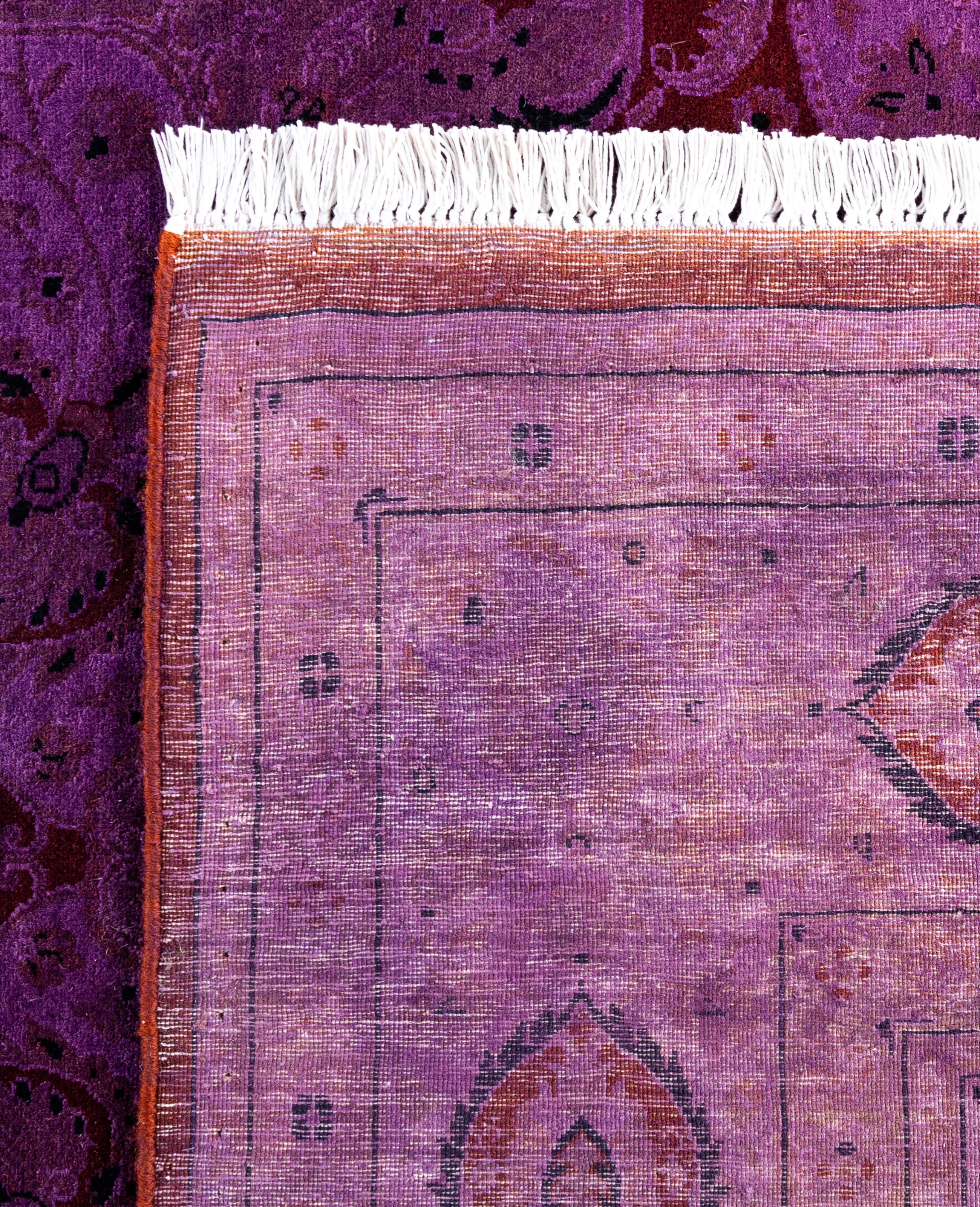 Tappeto Overdyed One-of-a-Kind Wool Purple Area Rug 6' 2