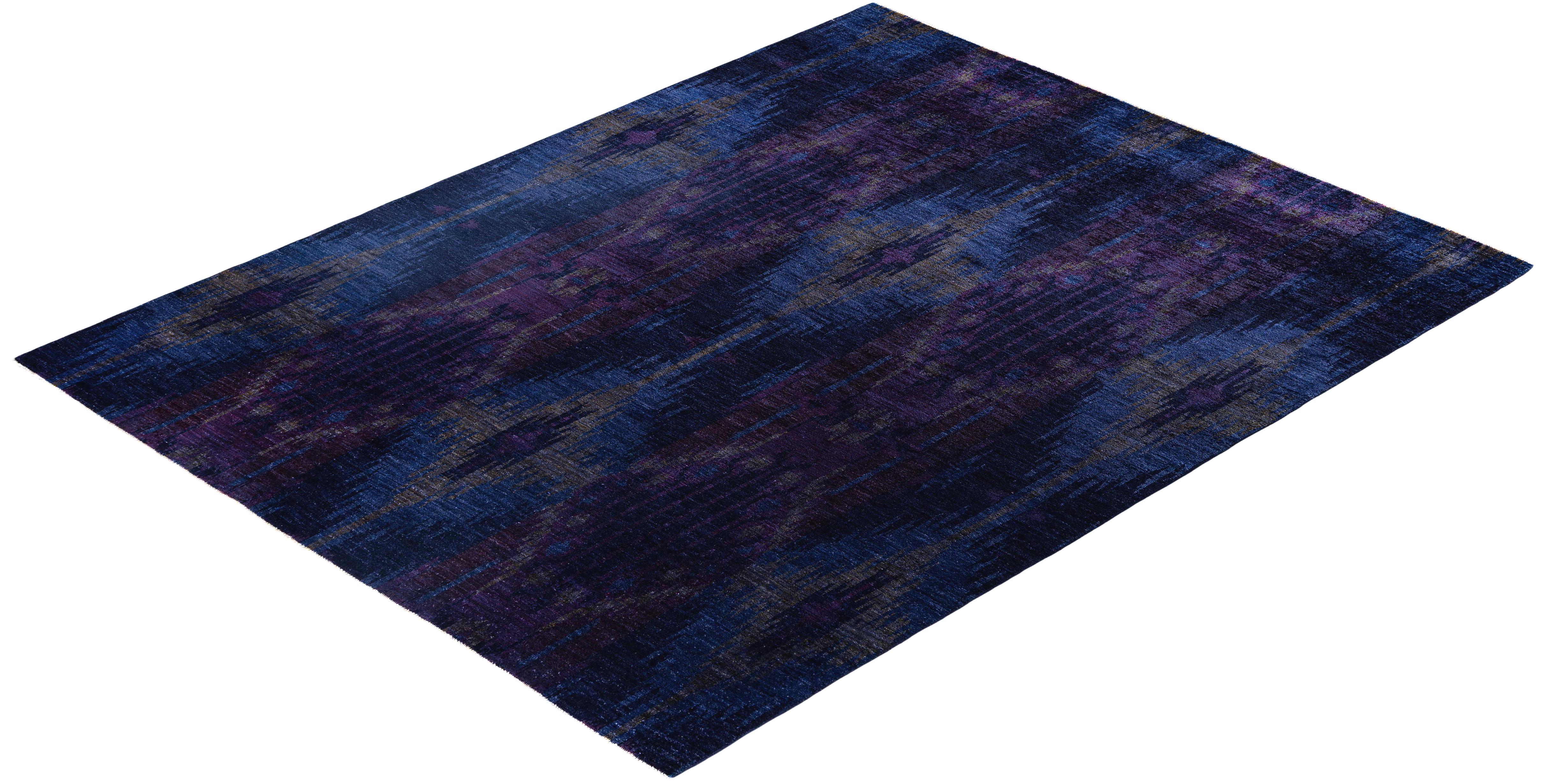 Tapis de sol en laine surteint unique en son genre pourpre 7' 10