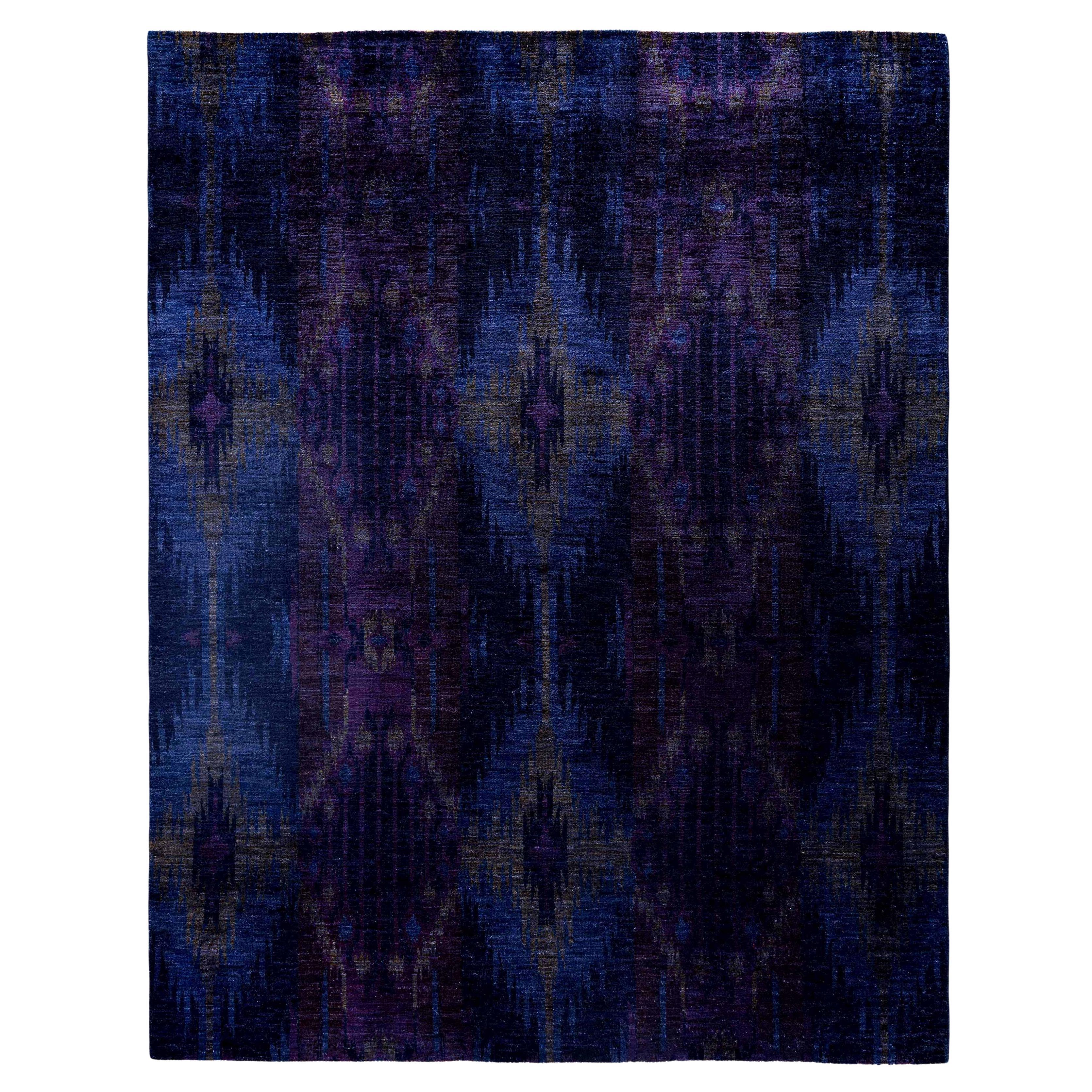 Tapis de sol en laine surteint unique en son genre pourpre 7' 10" x 10' 3"
