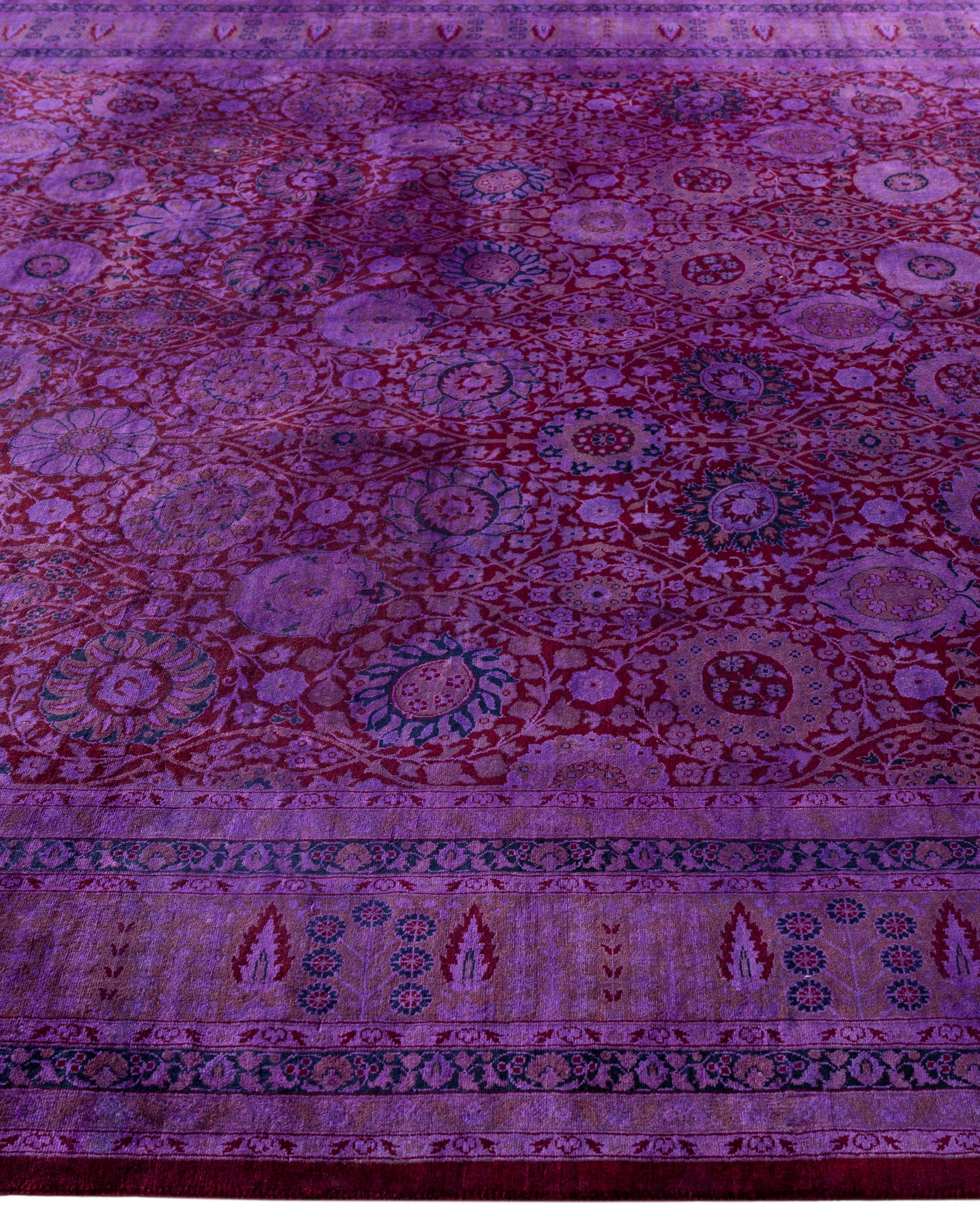 Hand-Knotted Overdyed One-of-a-Kind Wool Purple Area Rug 8' 1