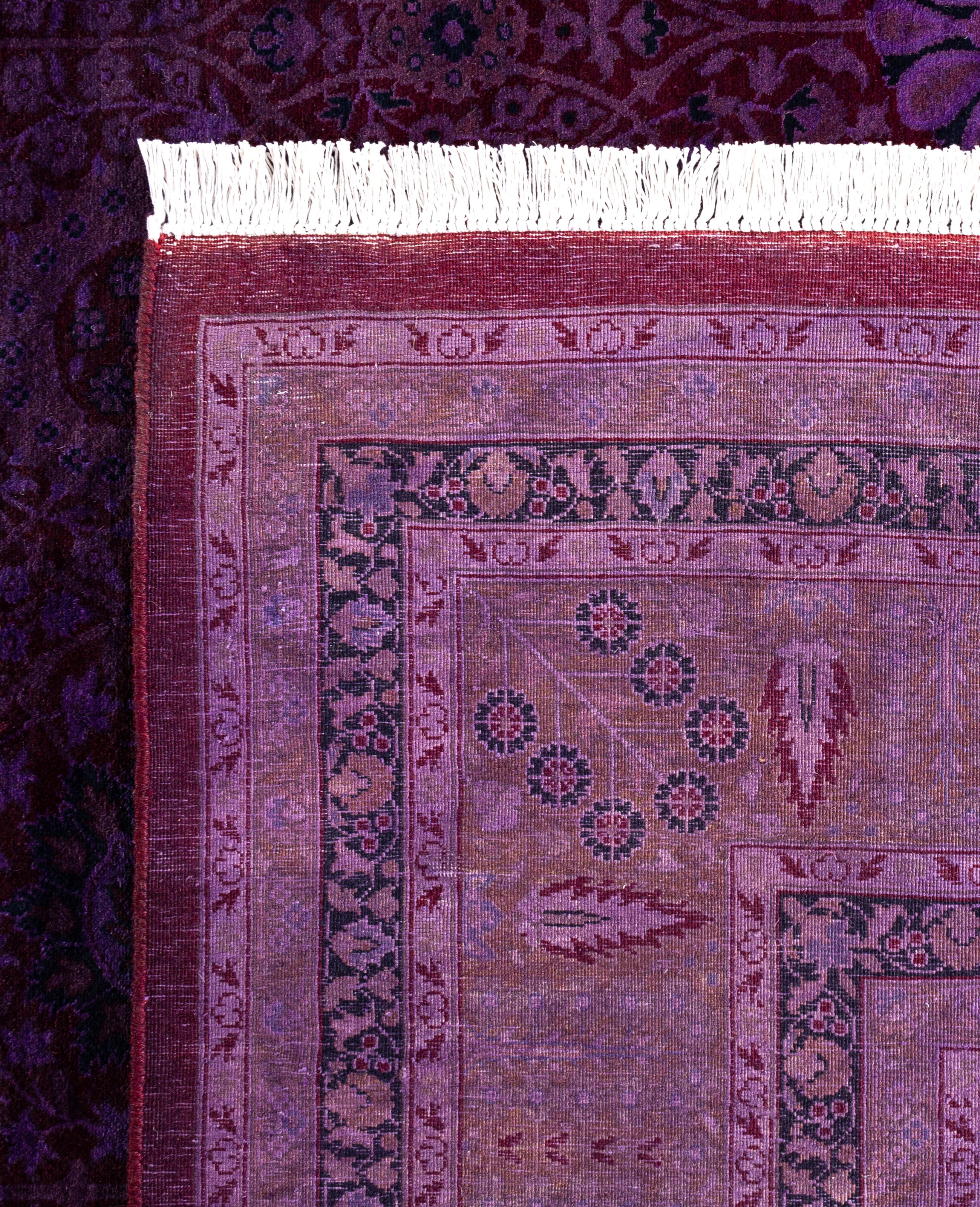 Overdyed One-of-a-Kind Wool Purple Area Rug 8' 1