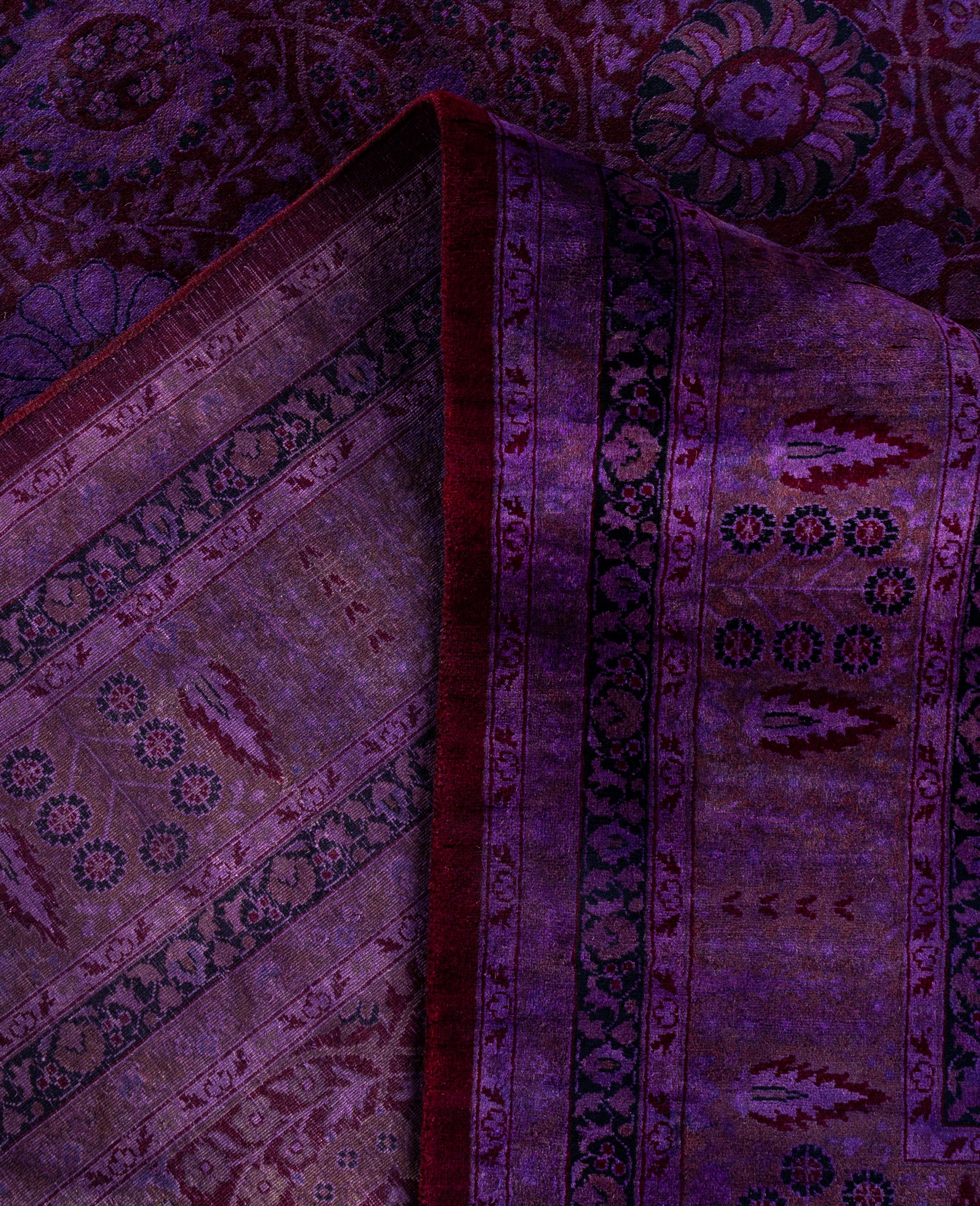 Contemporary Overdyed One-of-a-Kind Wool Purple Area Rug 8' 1