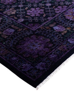 Overdyed One-of-a-Kind Wool Purple Area Rug 8' 3" x 10' 3"