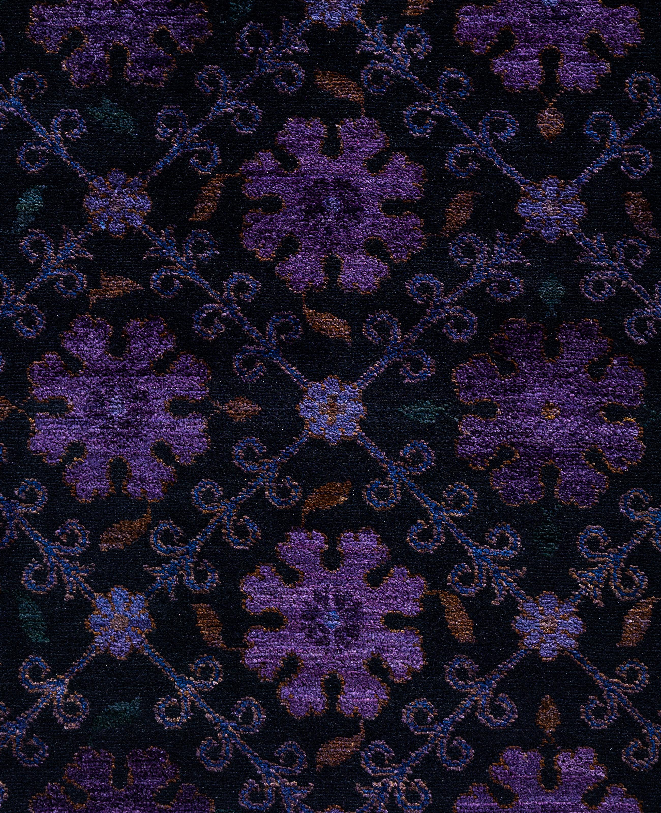 Pakistano Tappeto Overdyed One-of-a-Kind Wool Purple Area Rug 8' 3