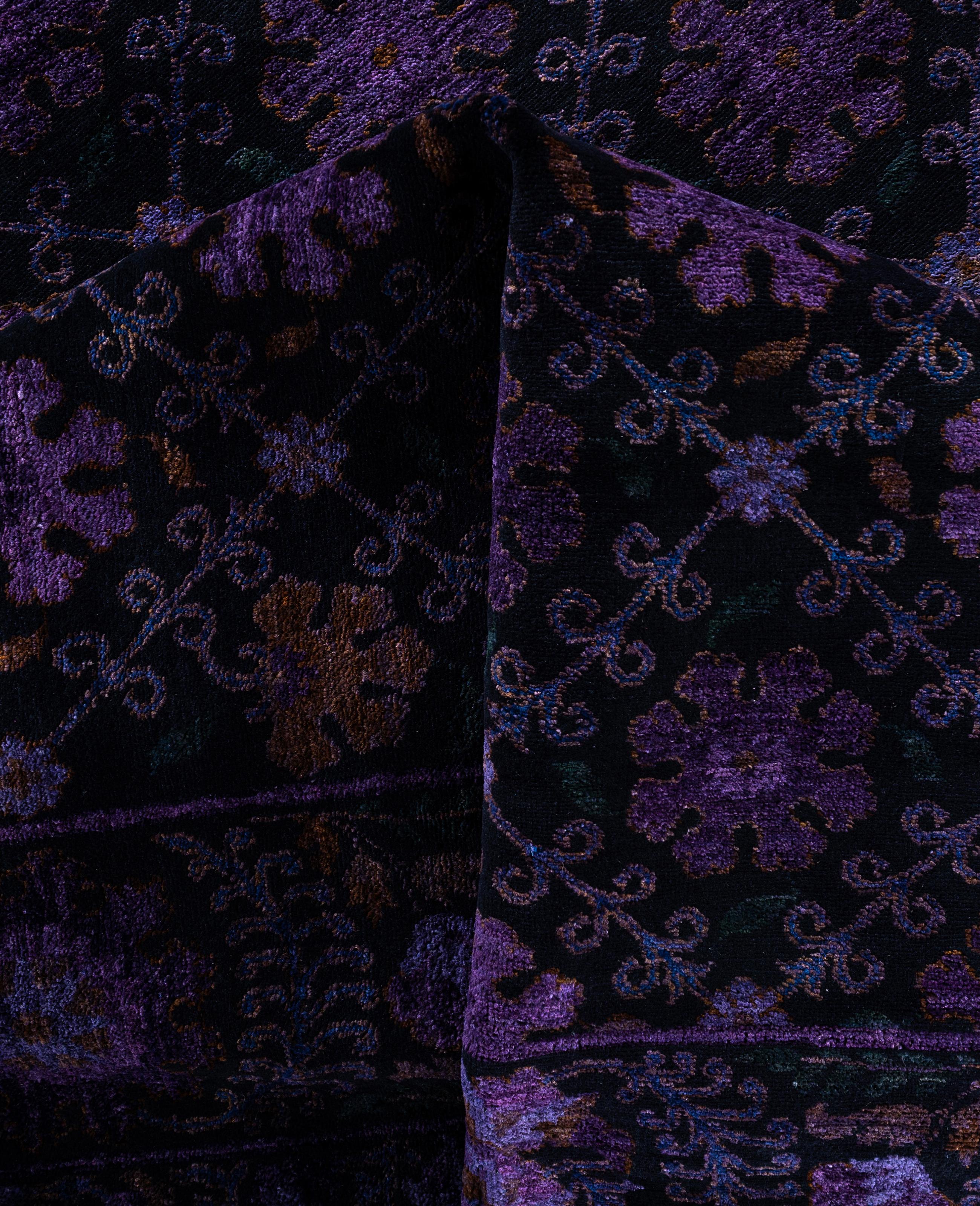 Lana Tappeto Overdyed One-of-a-Kind Wool Purple Area Rug 8' 3