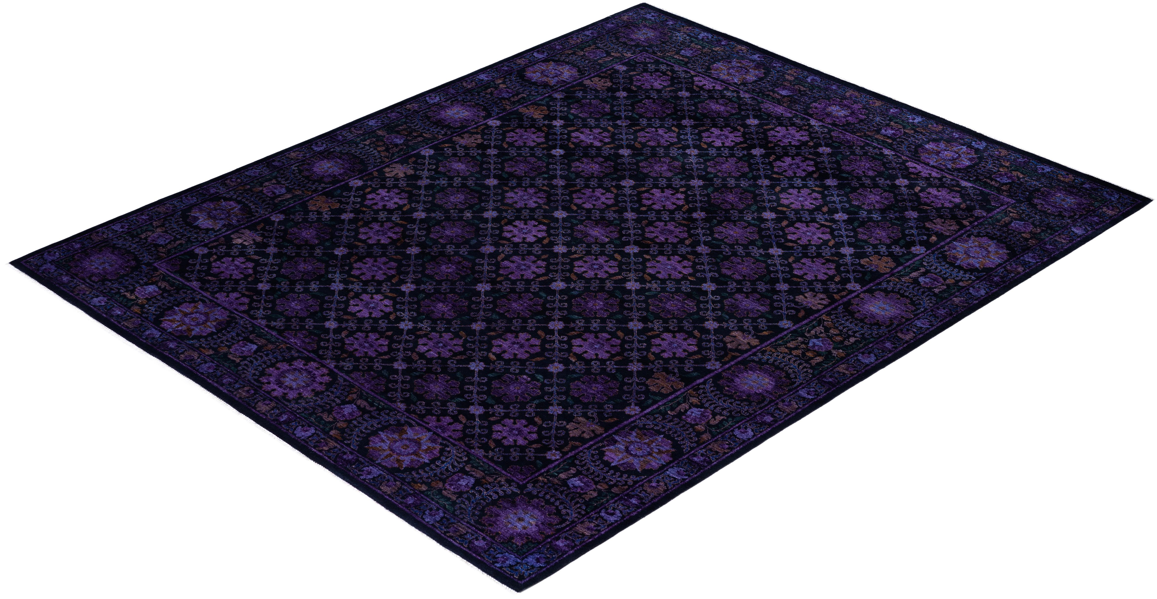 Tappeto Overdyed One-of-a-Kind Wool Purple Area Rug 8' 3