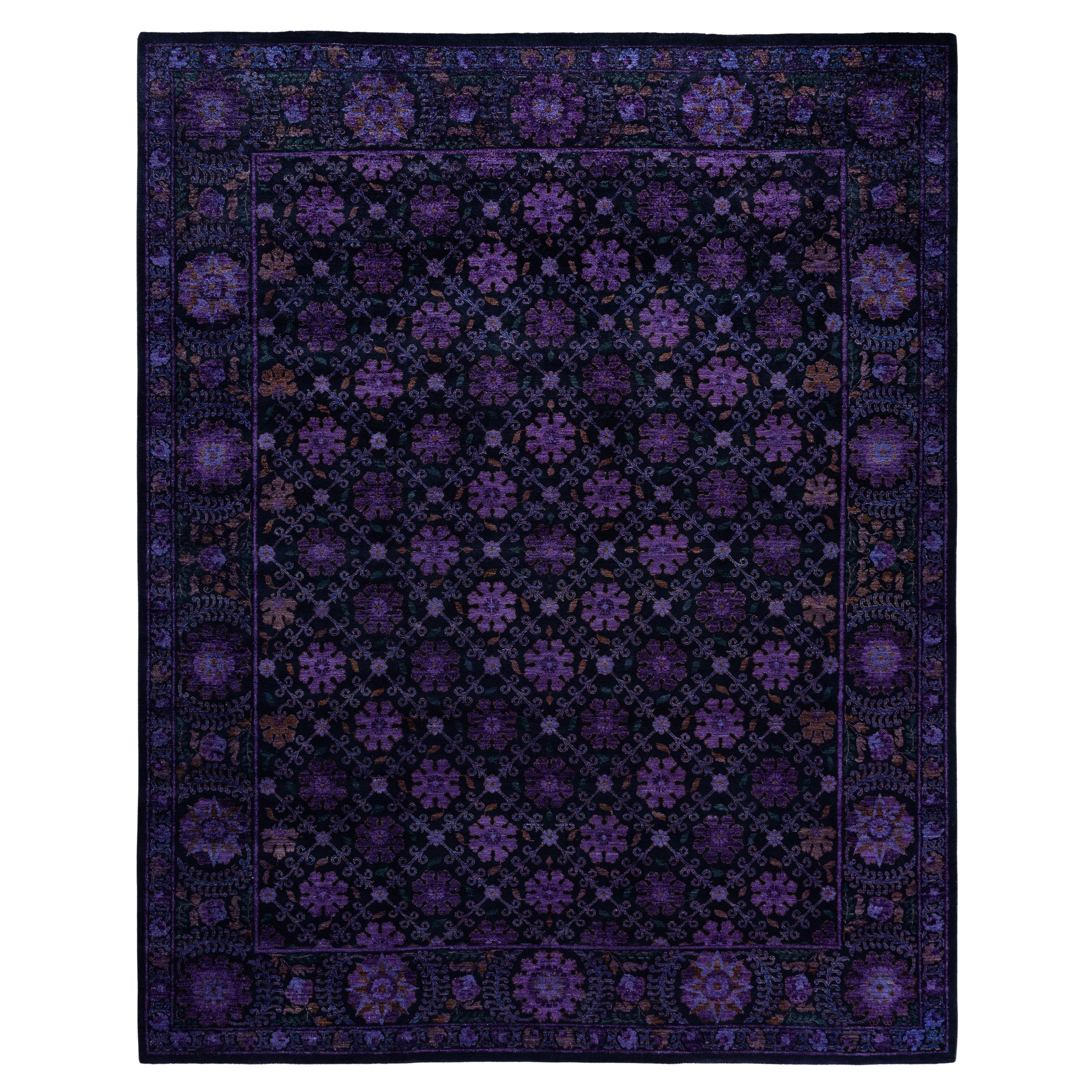 Tappeto Overdyed One-of-a-Kind Wool Purple Area Rug 8' 3" x 10' 3" in vendita