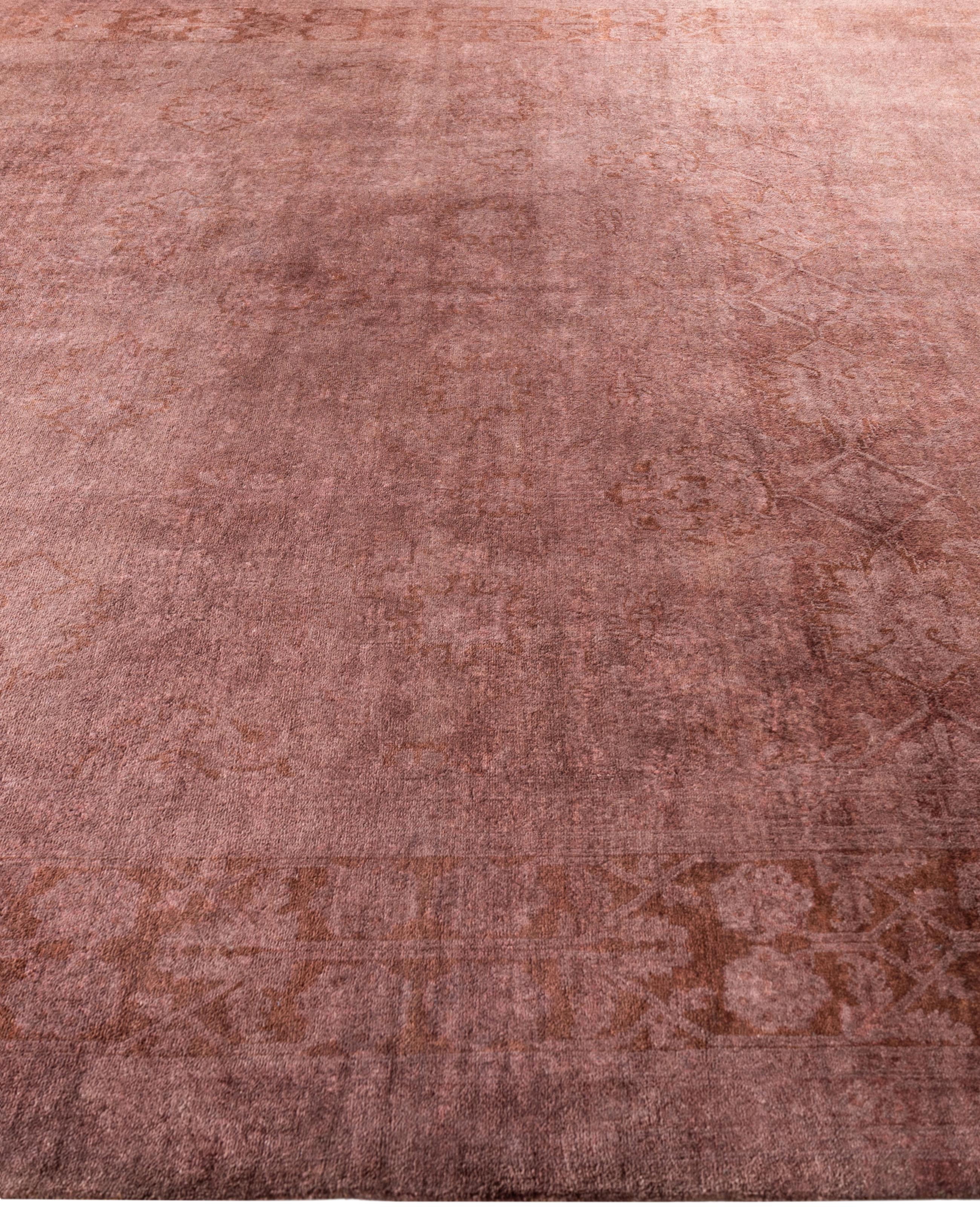 Annodato a mano Tappeto per l'area viola in lana Overdyed One of a-Kind 9' 1