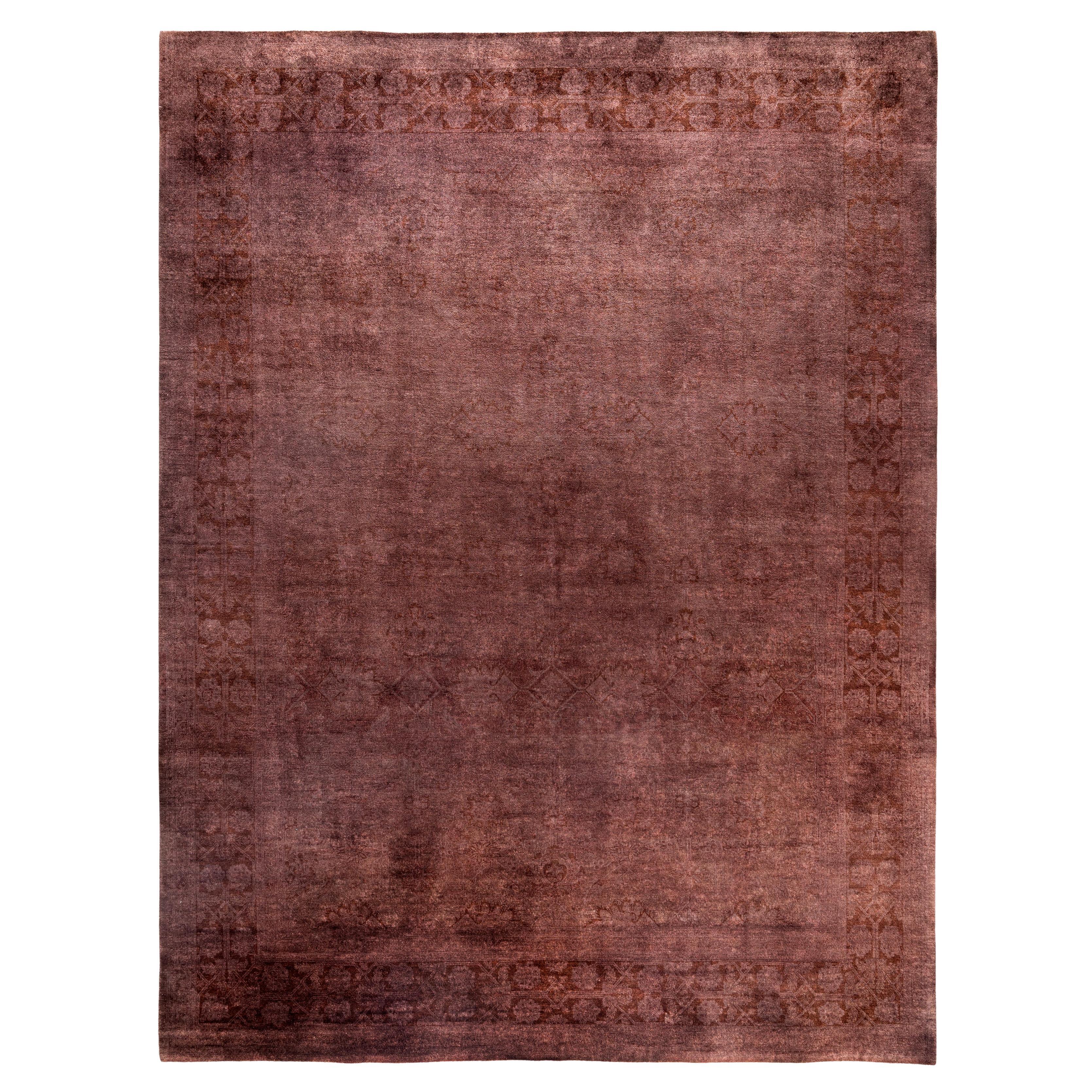 Tappeto per l'area viola in lana Overdyed One of a-Kind 9' 1" x 11' 10"