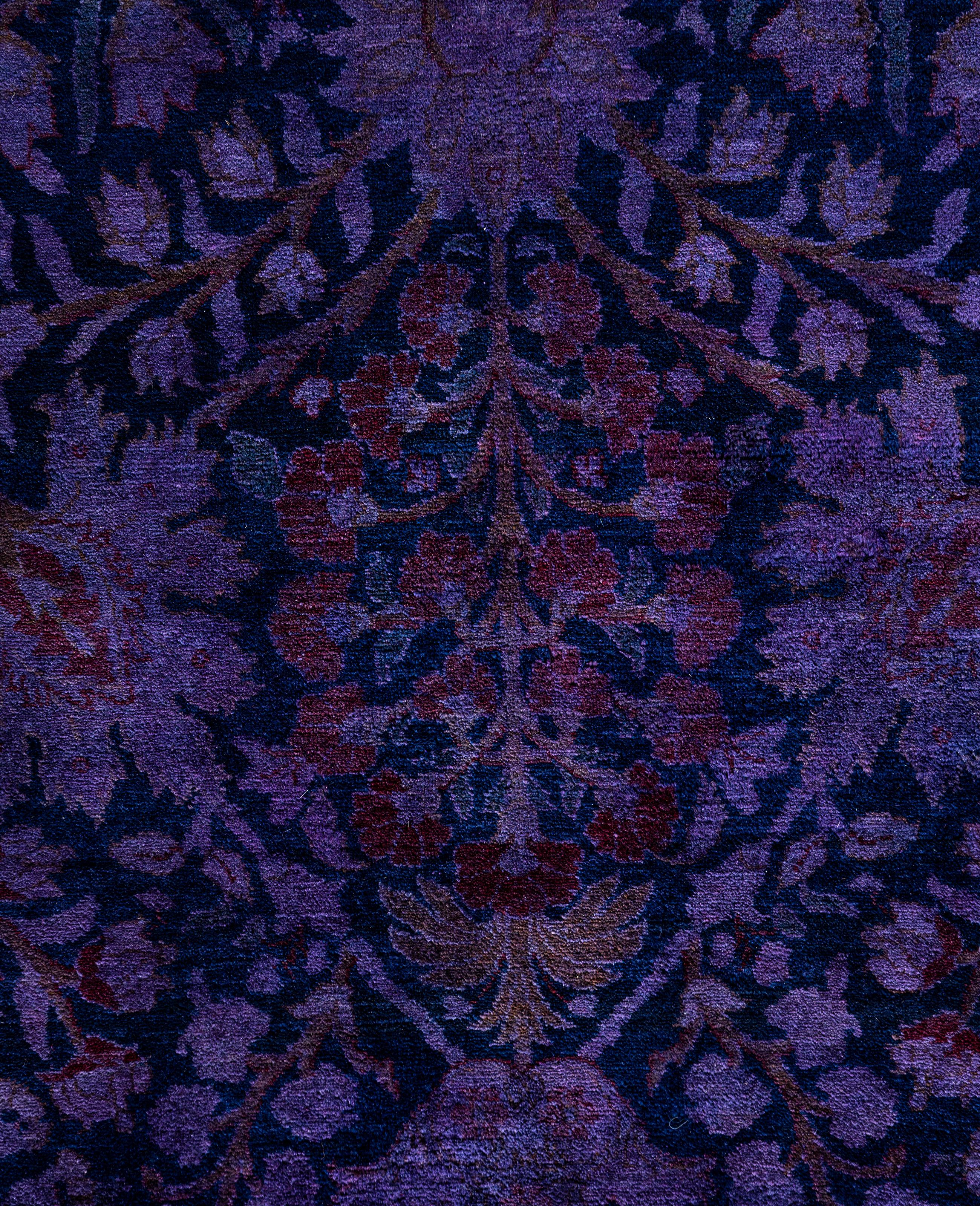Overdyed One-of-a-Kind Wolle lila Bereich Teppich 9' 1