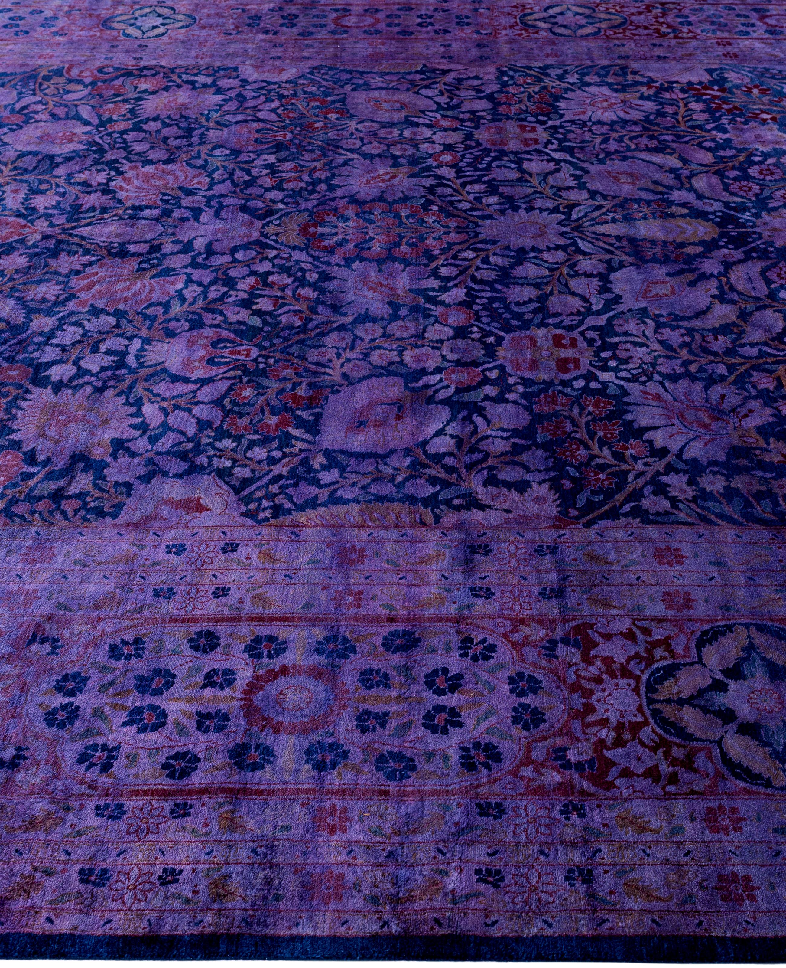 Overdyed One-of-a-Kind Wolle lila Bereich Teppich 9' 1