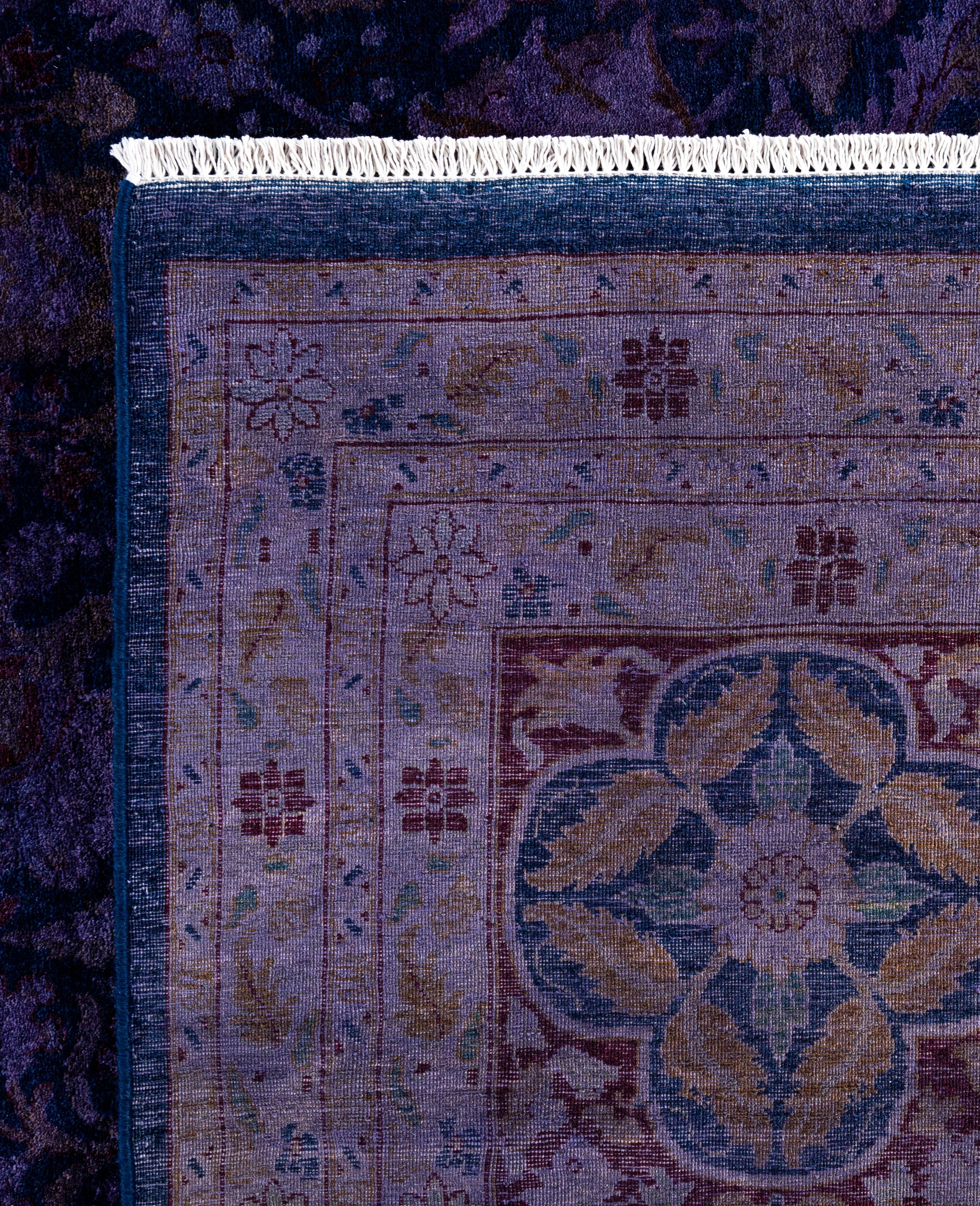 Overdyed One-of-a-Kind Wolle lila Bereich Teppich 9' 1