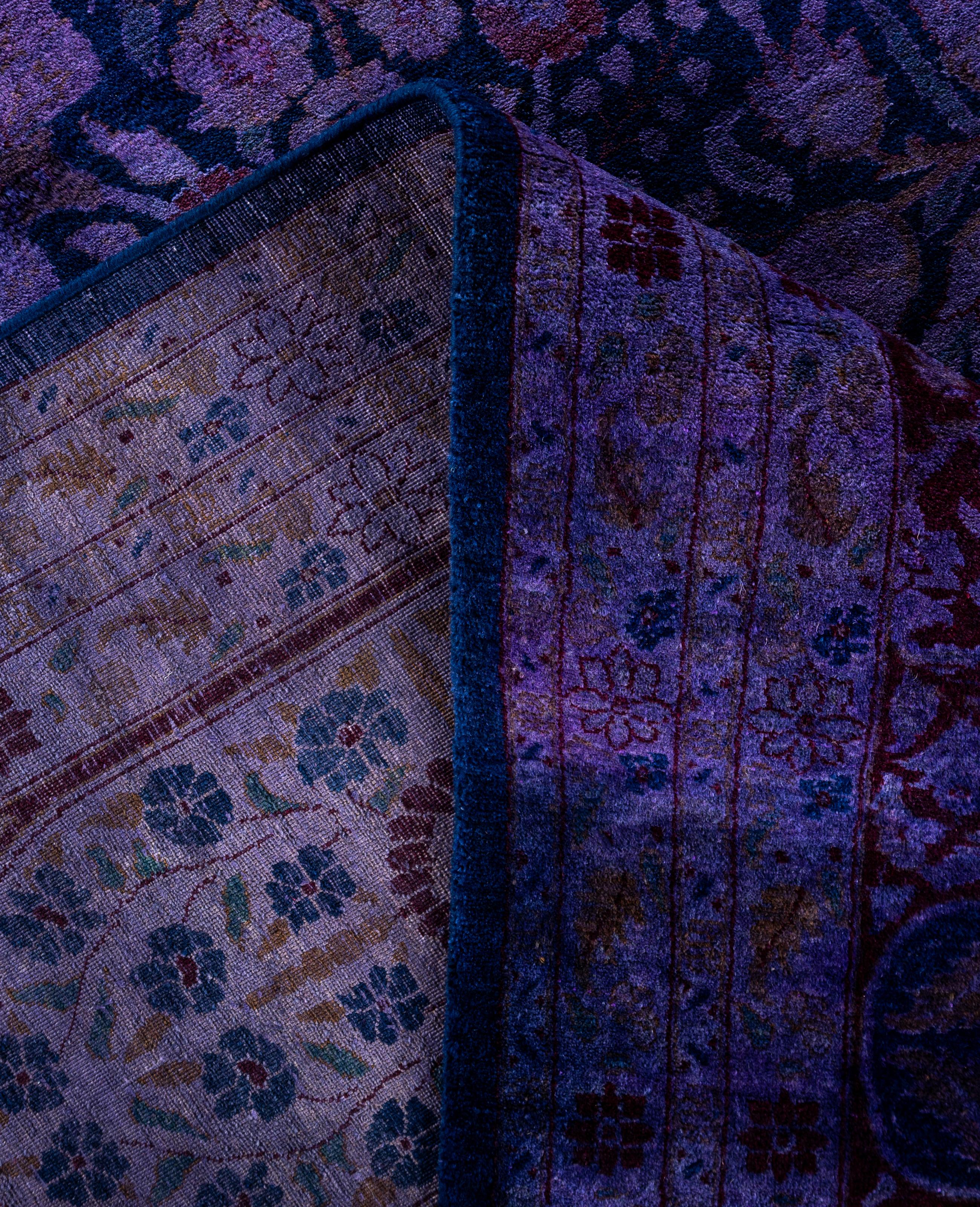 Overdyed One-of-a-Kind Wolle lila Bereich Teppich 9' 1