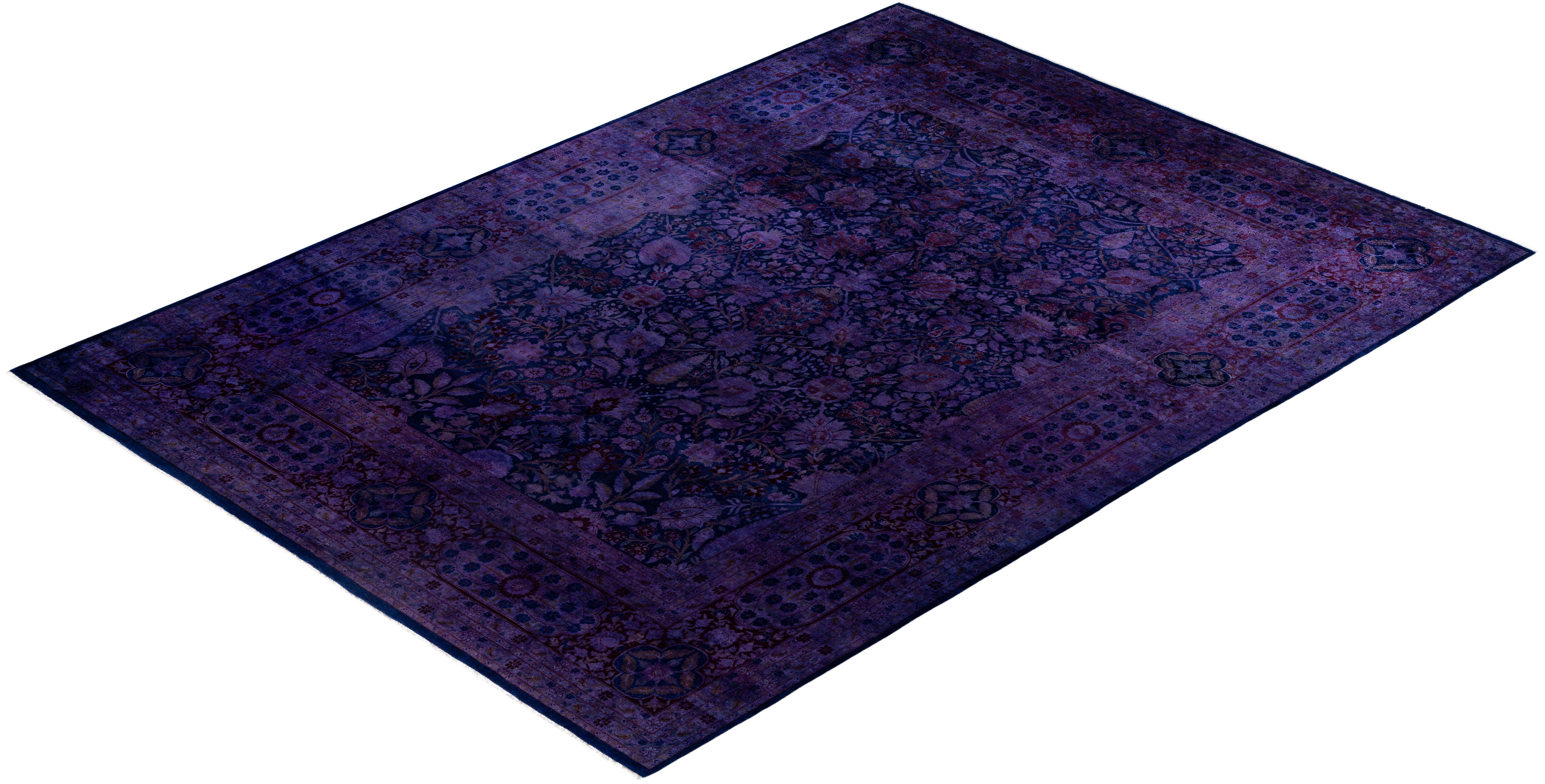Overdyed One-of-a-Kind Wolle lila Bereich Teppich 9' 1