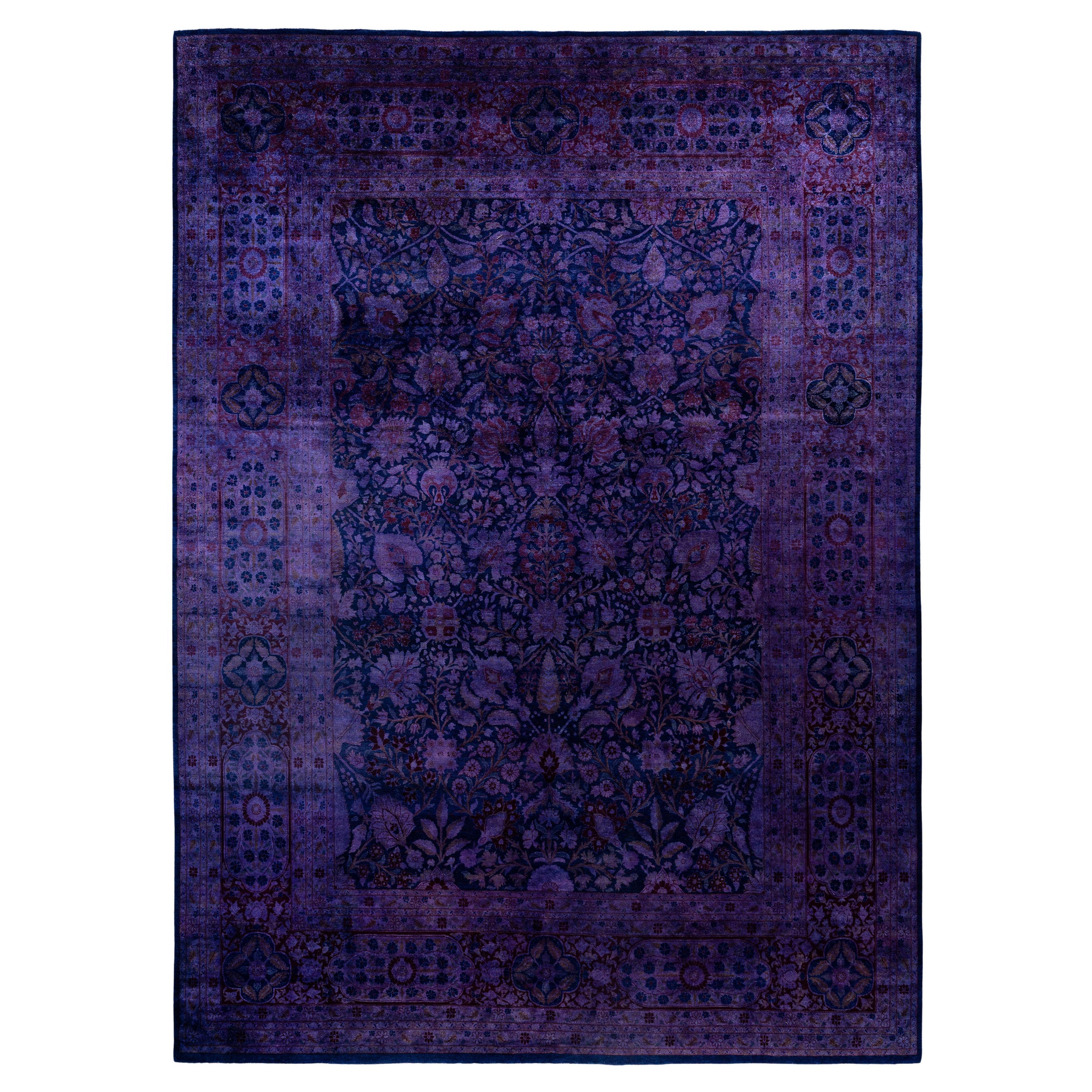 Overdyed One-of-a-Kind Wolle lila Bereich Teppich 9' 1" x 12' 5"