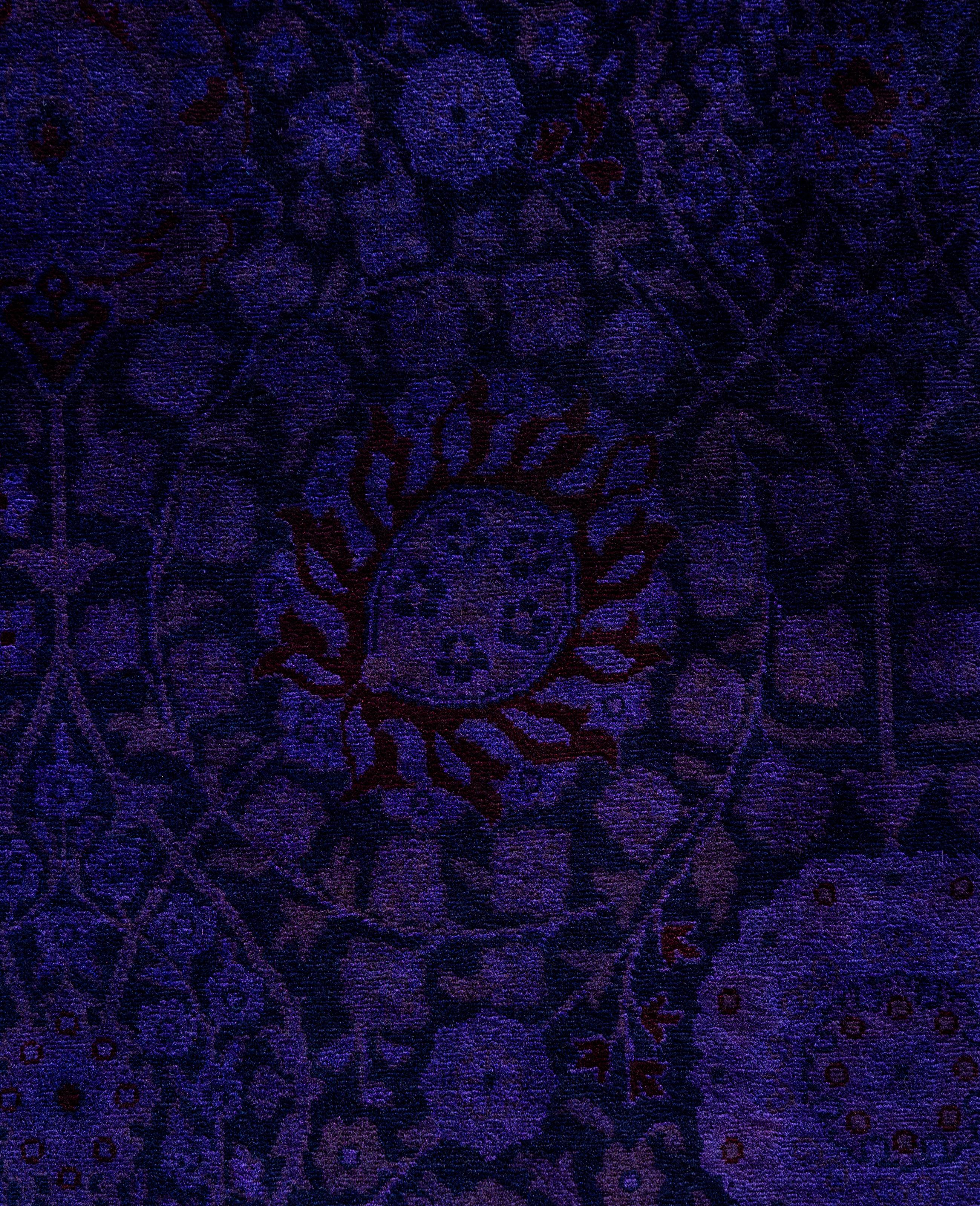 Overdyed One-of-a-Kind Wolle lila Bereich Teppich 9' 1