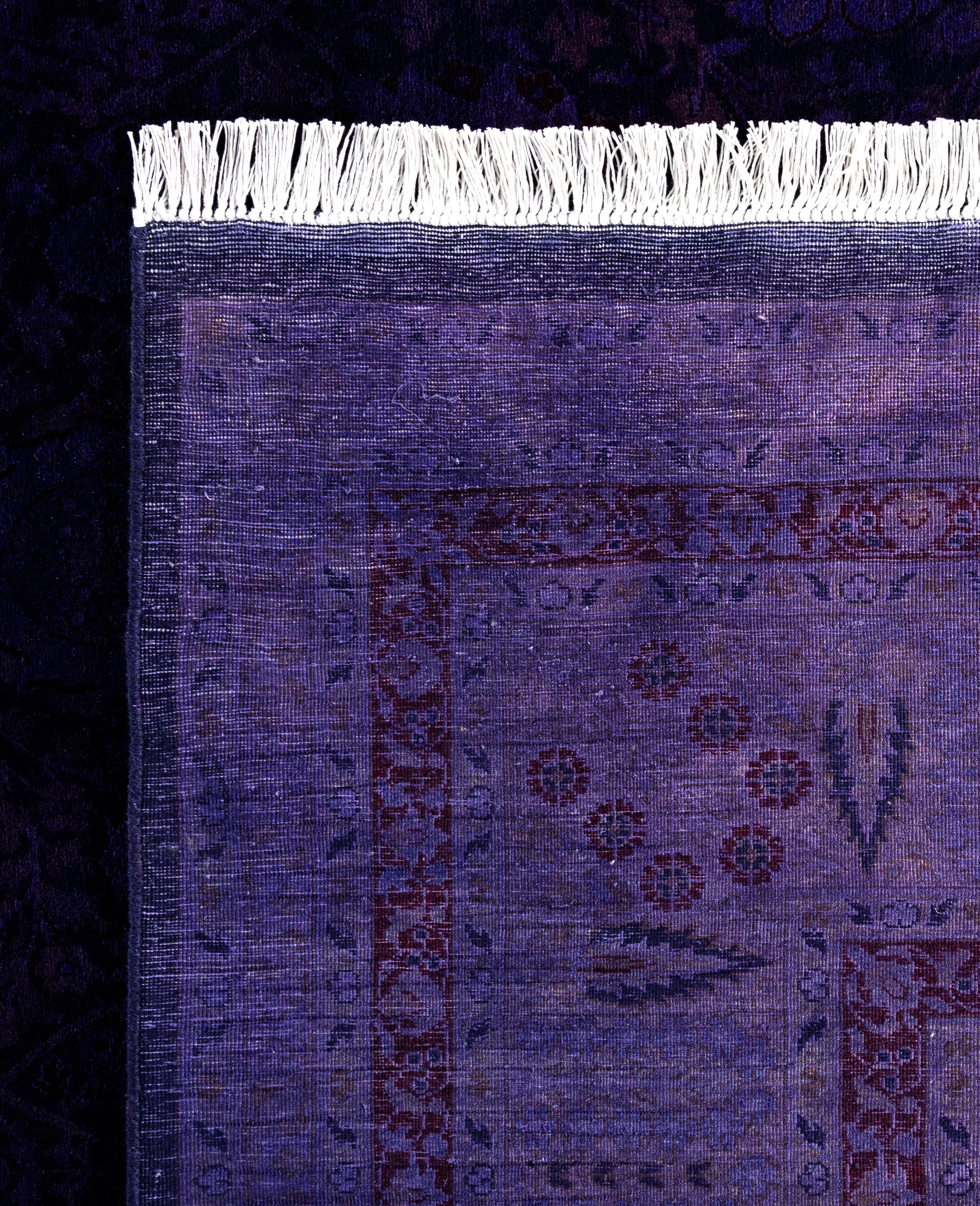 Overdyed One-of-a-Kind Wolle lila Bereich Teppich 9' 1