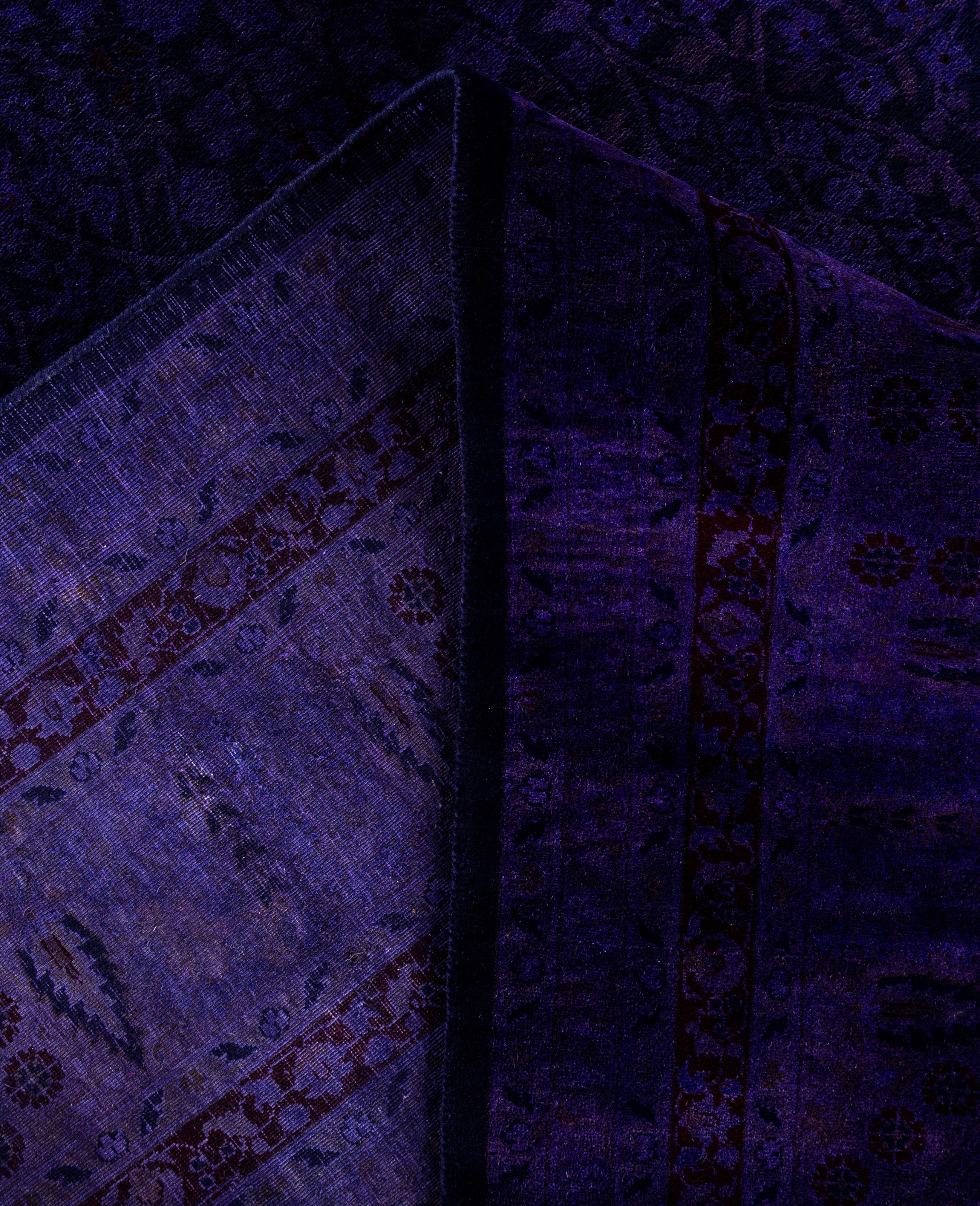 Overdyed One-of-a-Kind Wolle lila Bereich Teppich 9' 1