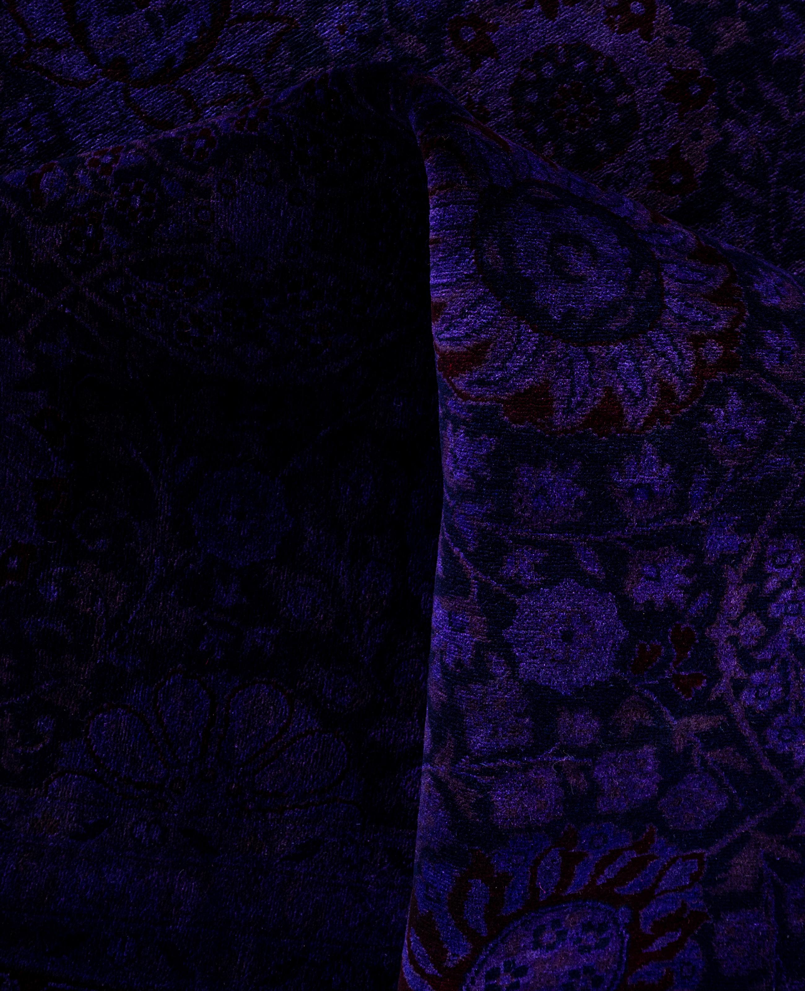Overdyed One-of-a-Kind Wolle lila Bereich Teppich 9' 1