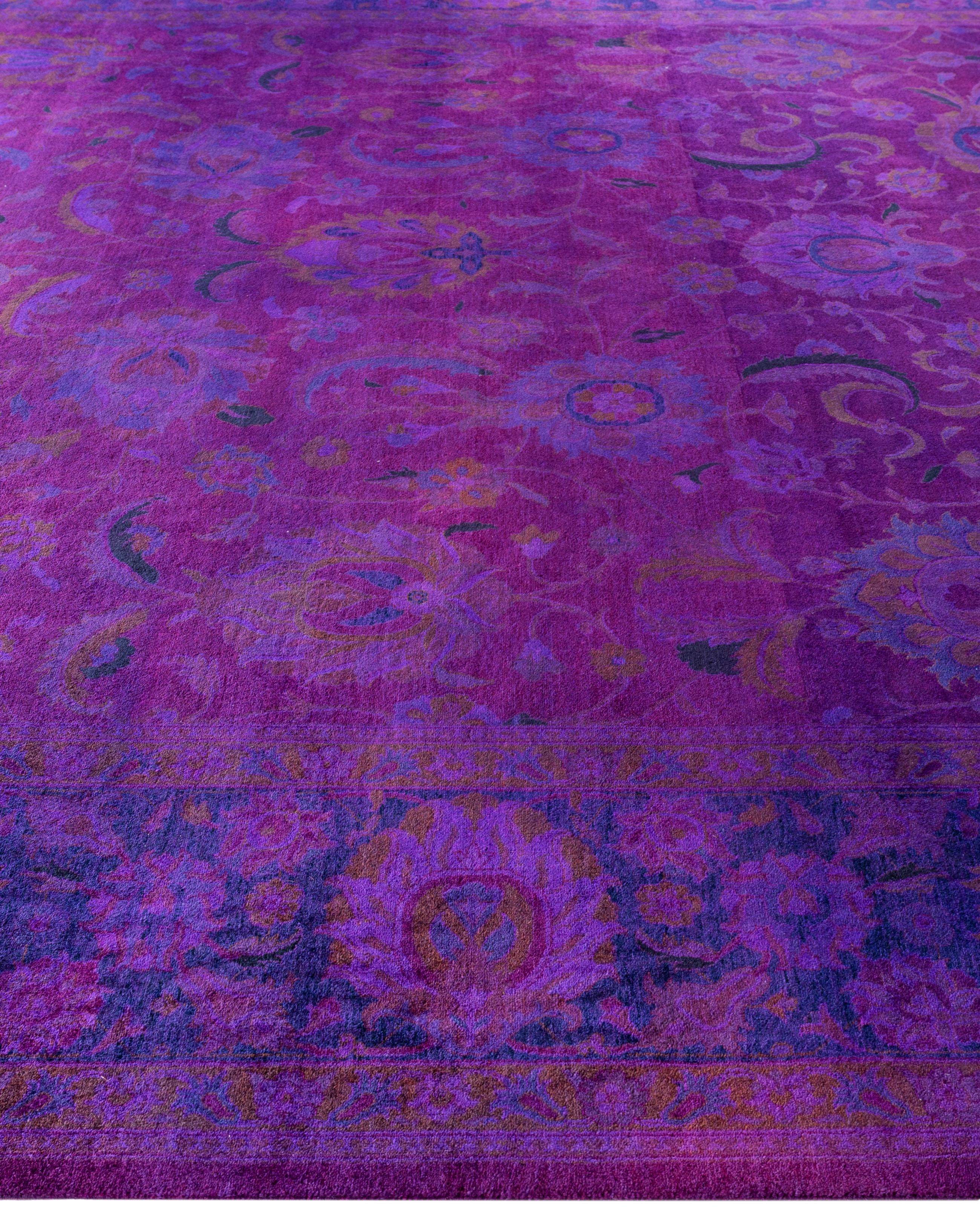 Overdyed One-of-a-Kind Wolle lila Bereich Teppich 9' 2